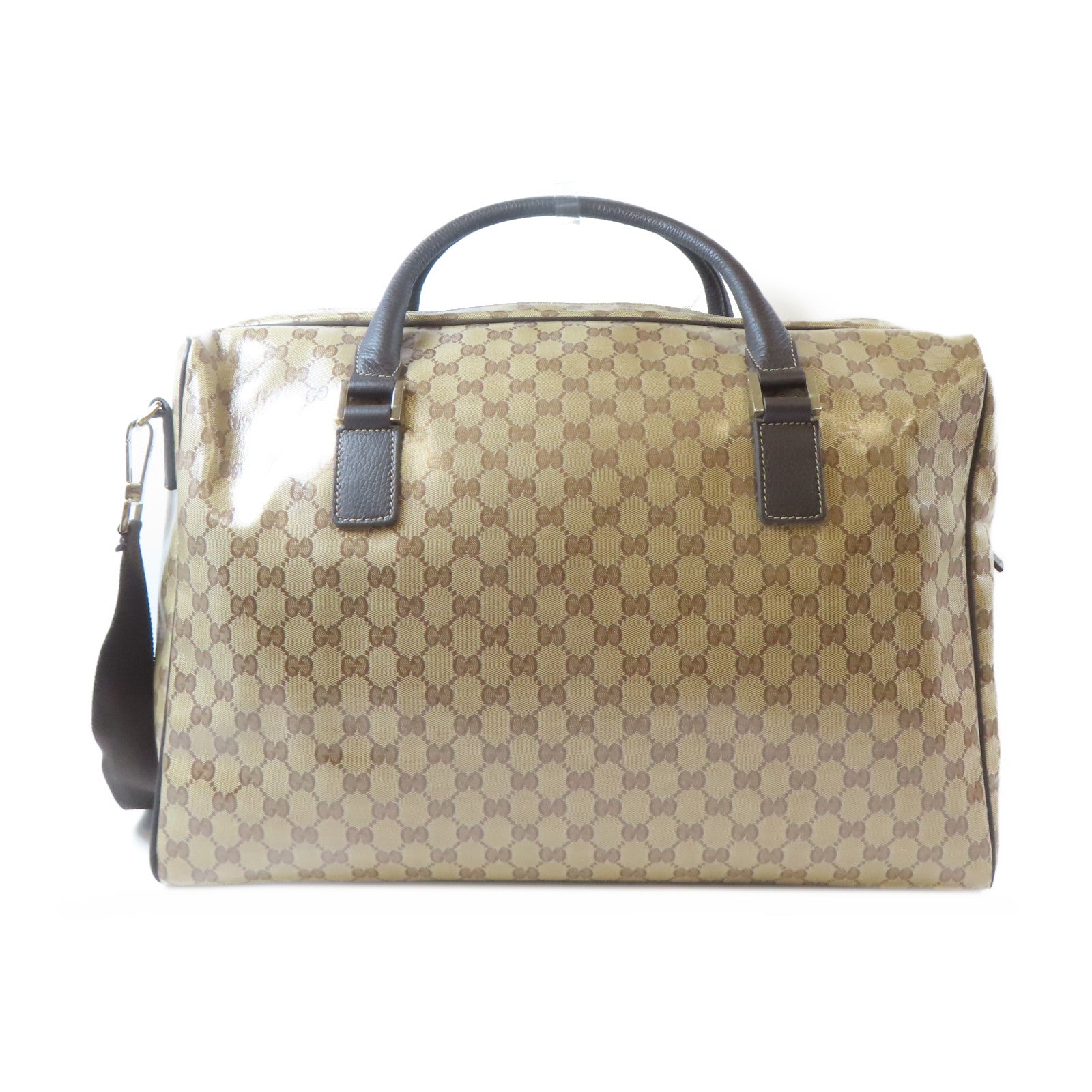 GUCCI 塗層帆布2 Way Shoulder Bag金扣手挽肩背兩用袋啡色