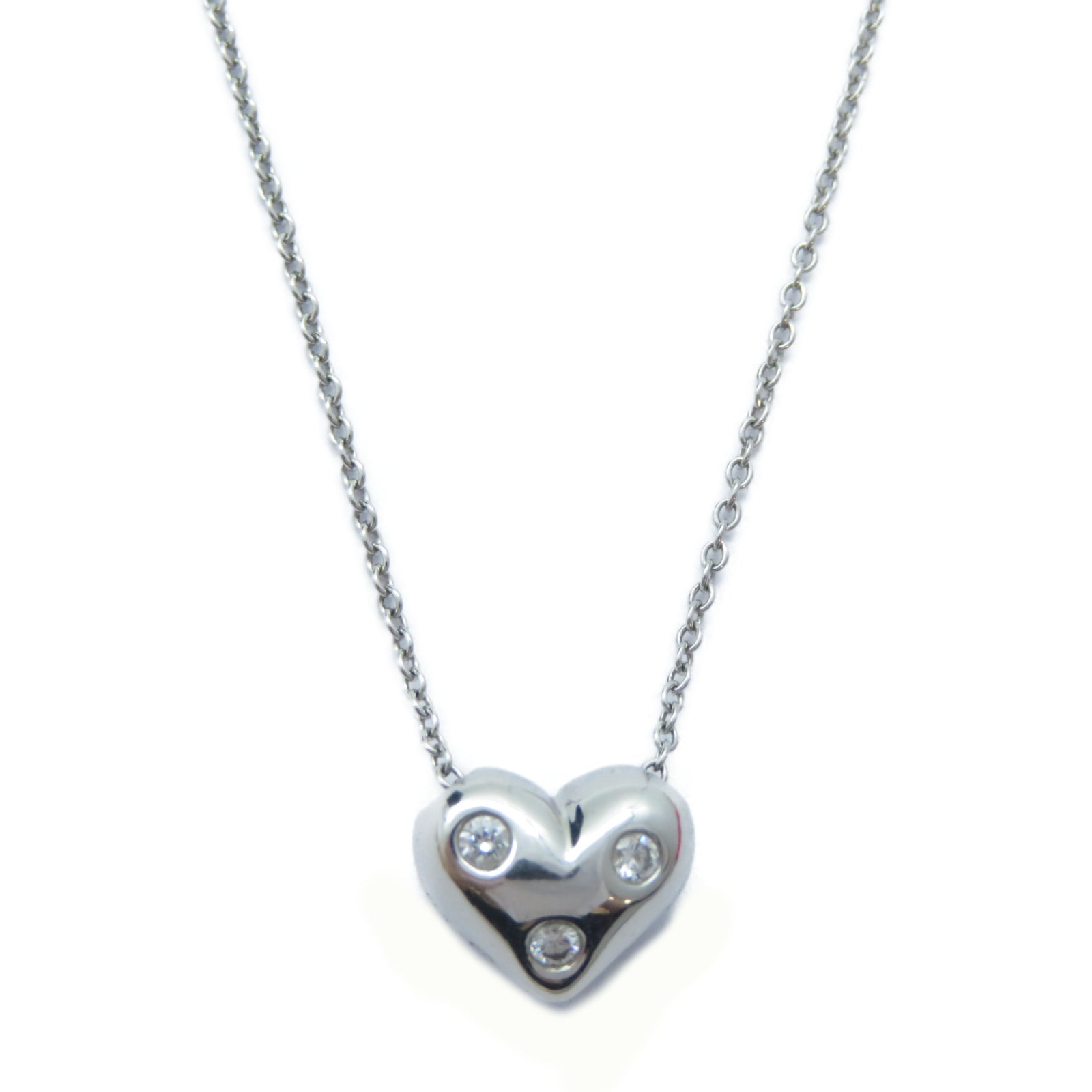 TIFFANY＆CO PT950鉑金3P Diamond Heart Necklace鑽石項鍊