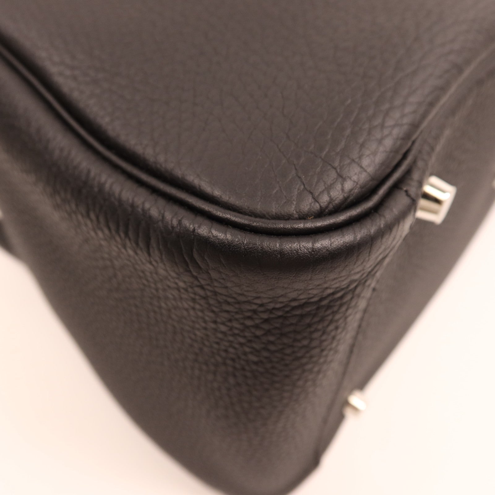 HERMES Clemence皮革Lindy 34銀扣手挽肩背兩用袋Noir