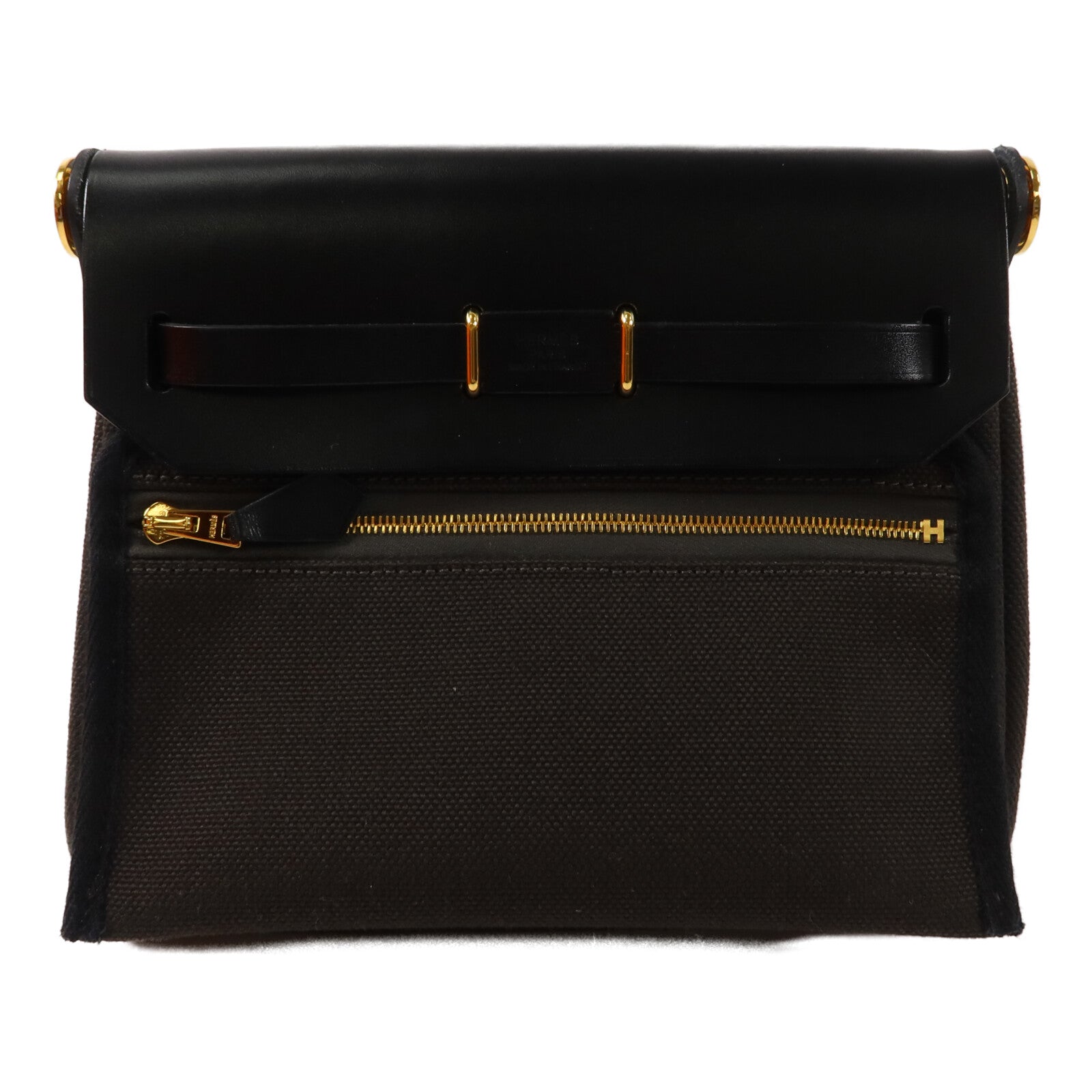 HERMES 帆布Mini Herbag肩背袋Bronze