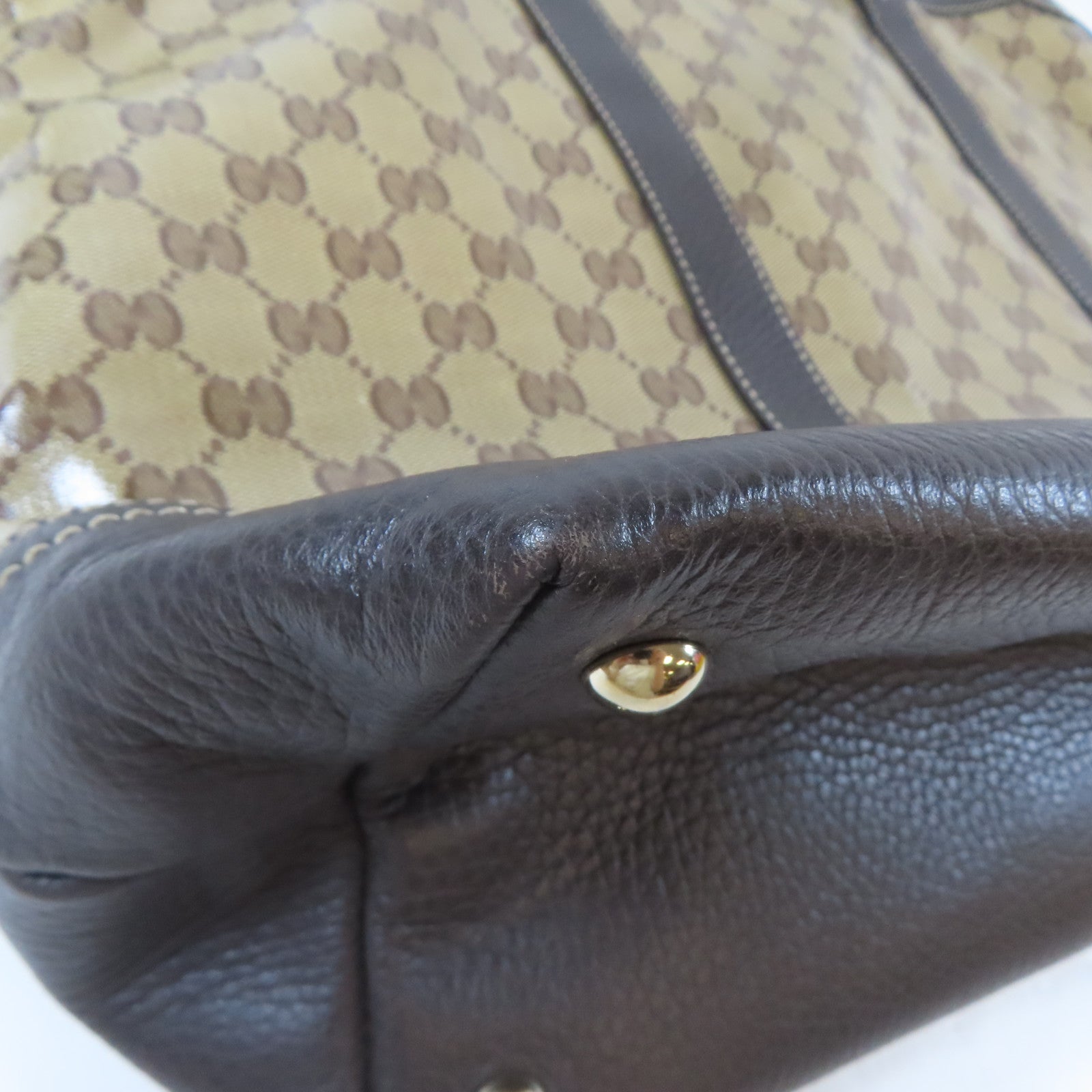 GUCCI 塗層帆布Shoulder Bag金扣肩背袋啡色