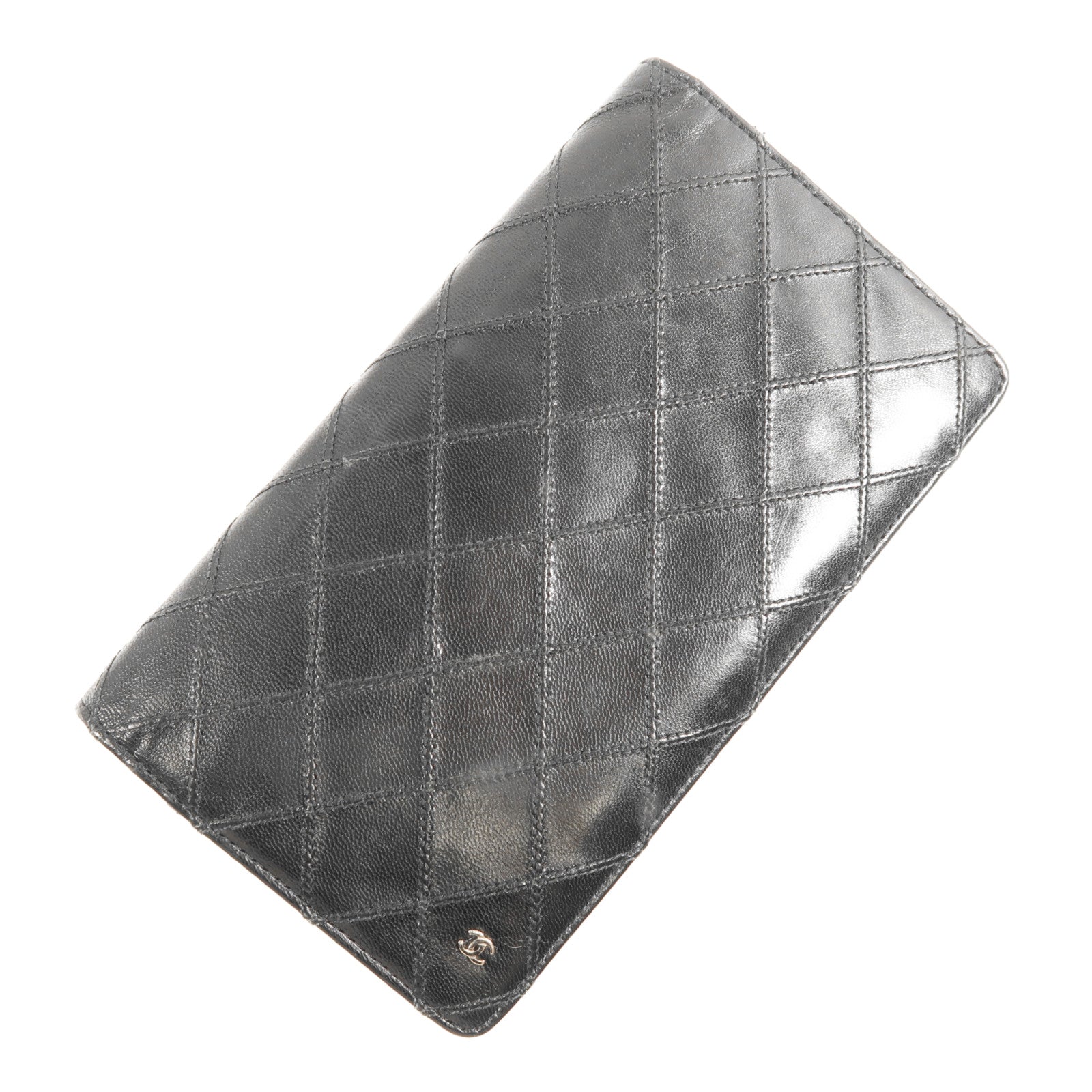 CHANEL 牛皮皮革Long Wallet銀扣長錢包