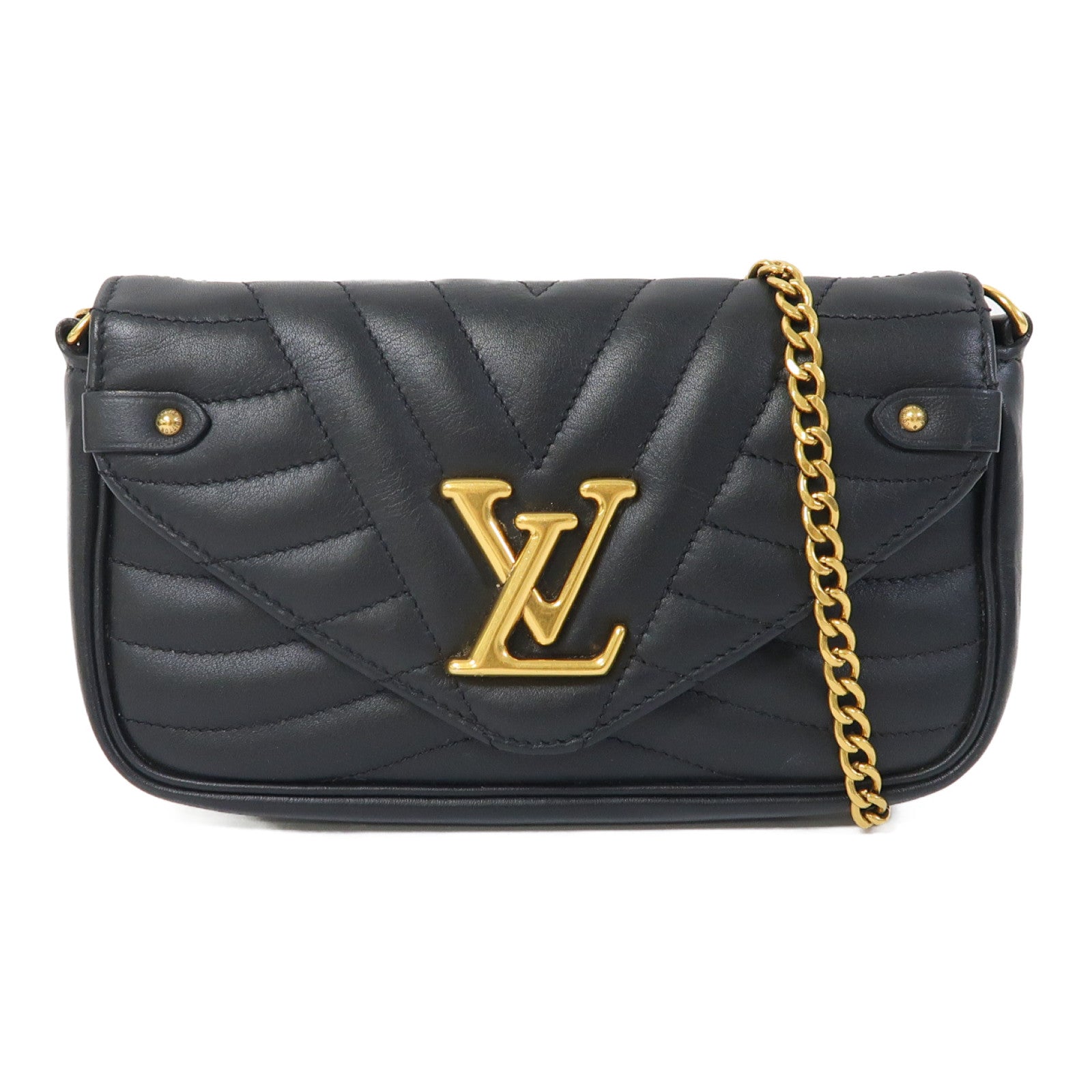 LOUIS VUITTON 牛皮皮革New Wave WOC金扣鏈帶肩背袋黑色