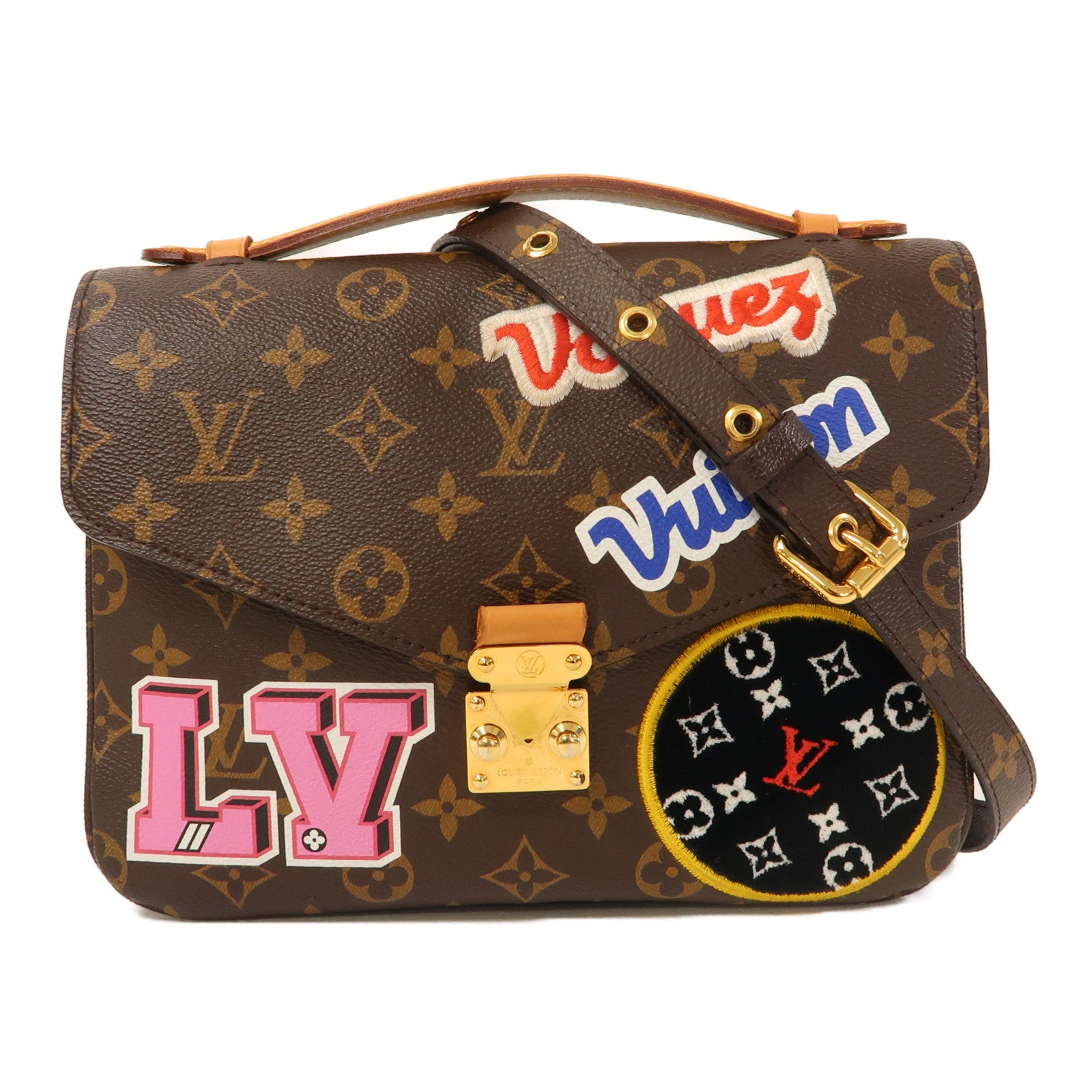 LOUIS VUITTON 【激減優惠】Monogram Pochette Metis金扣手挽肩背兩用袋啡色