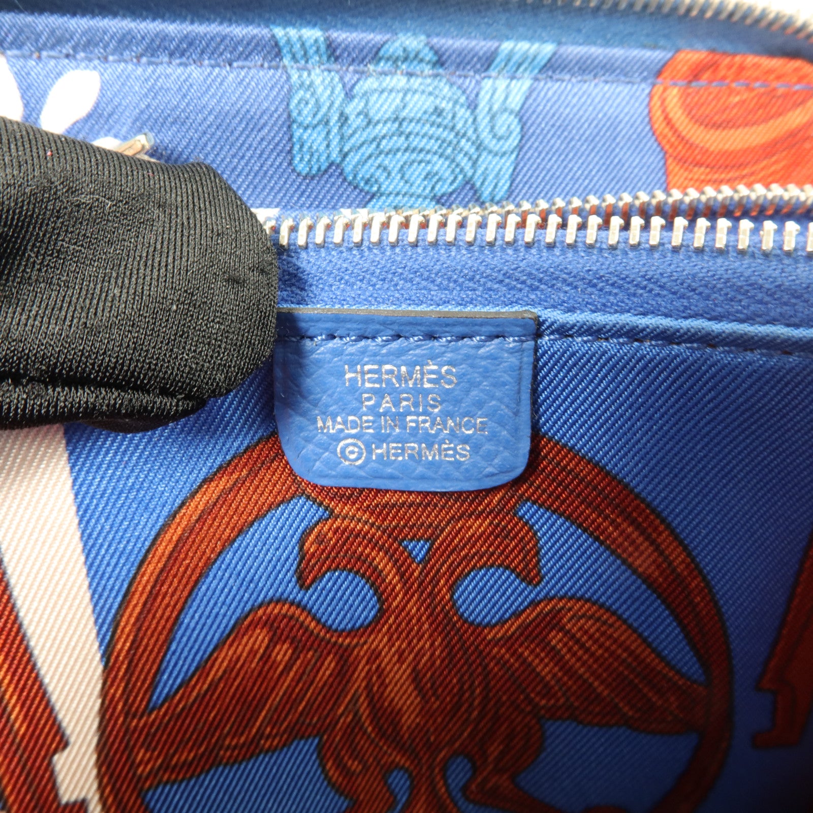 HERMES Epsom皮革Silk in Compact錢包Cobalt