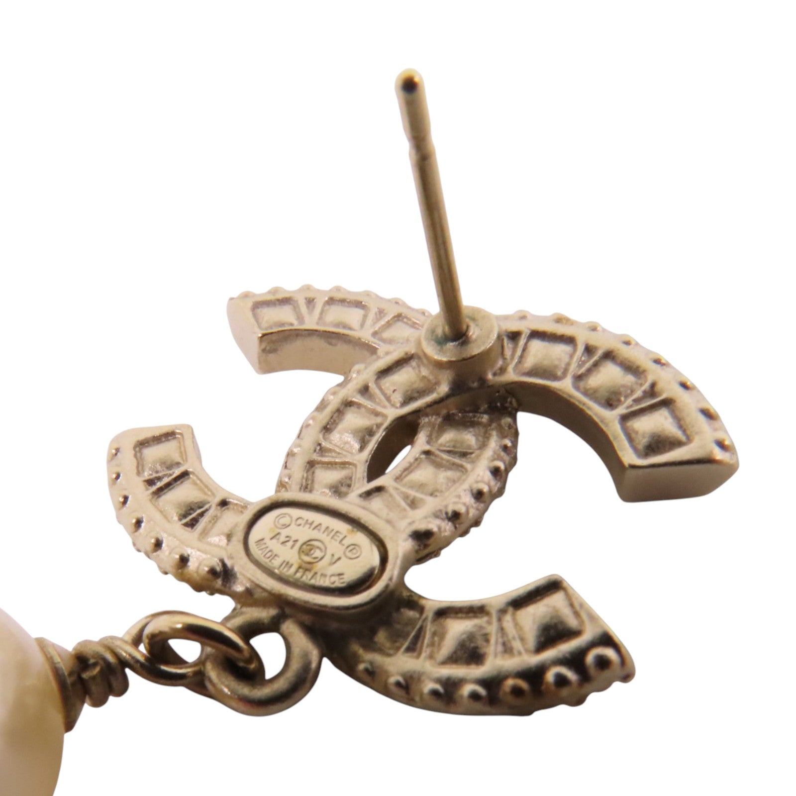 CHANEL 金屬/仿珍珠/水鑽Earrings銀扣耳環
