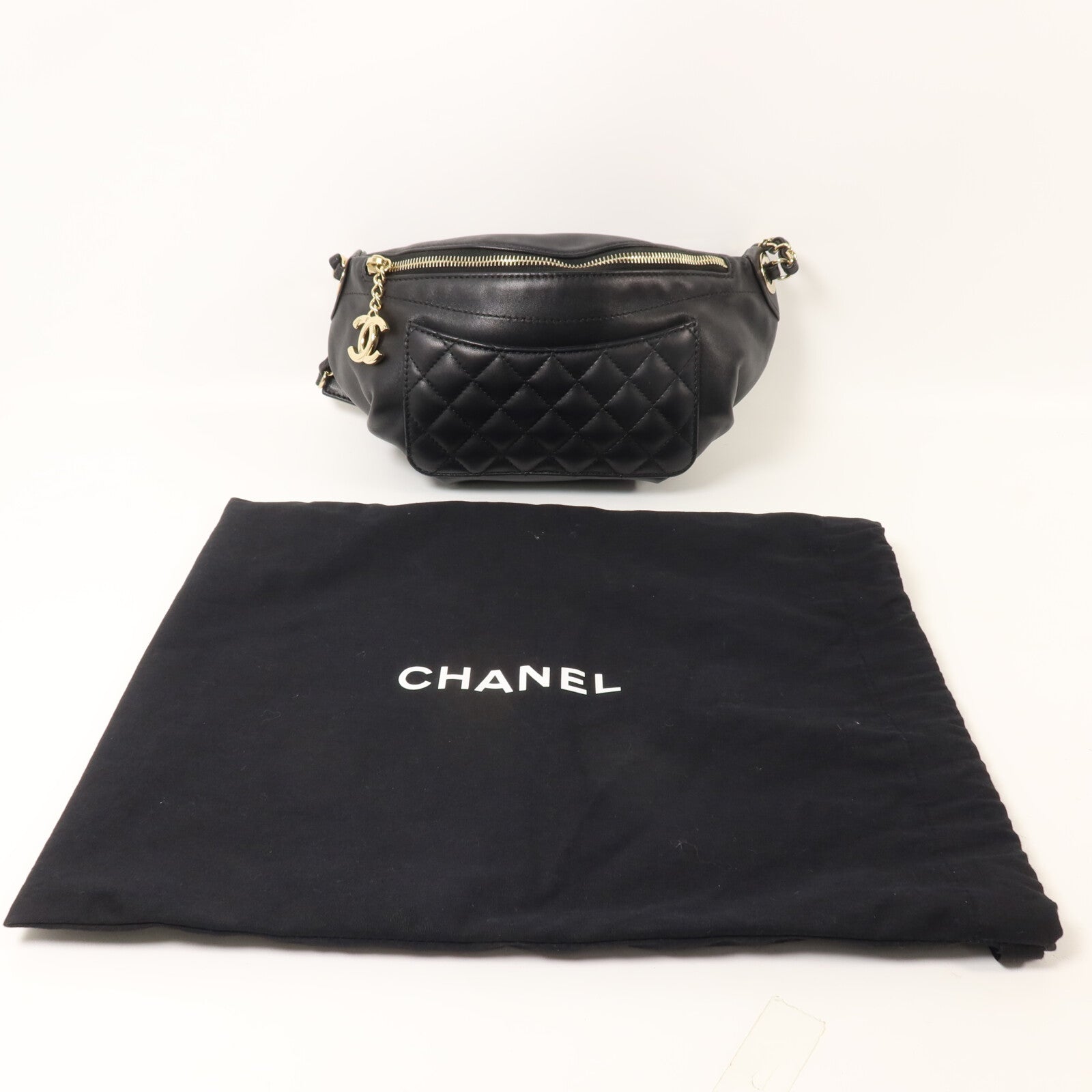 CHANEL 羊皮皮革Waist Bag鏈帶腰包