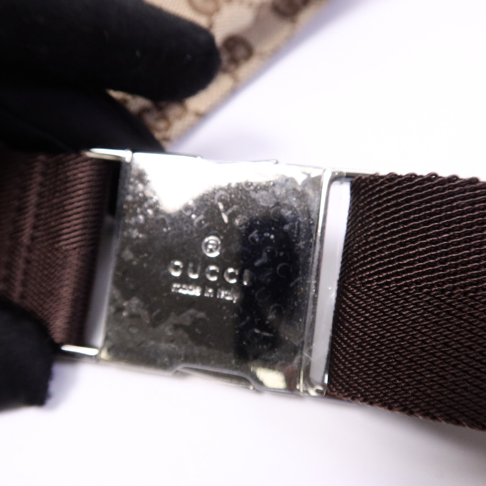 GUCCI 帆布Waist Bag銀扣腰包