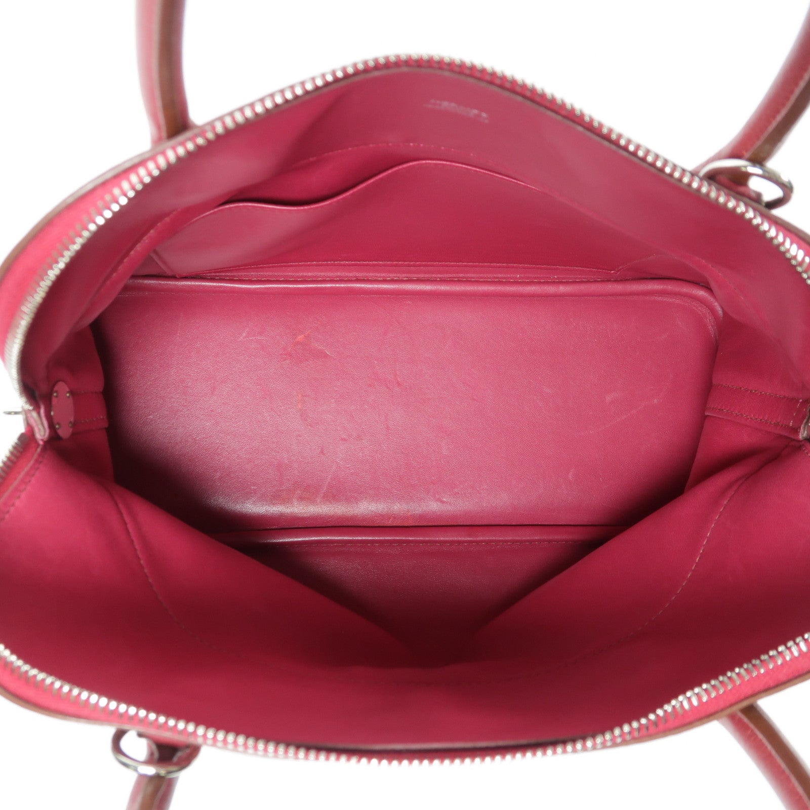 HERMES Clemence皮革Bolide 31銀扣手挽袋Rubis
