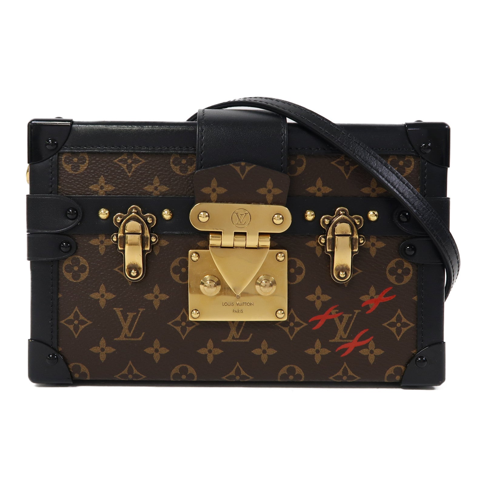 LOUIS VUITTON Monogram Petite Malle金扣肩背袋啡色