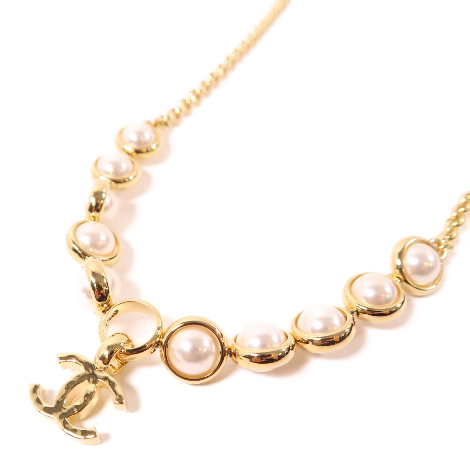 CHANEL 金屬Necklace項鍊金色/白色
