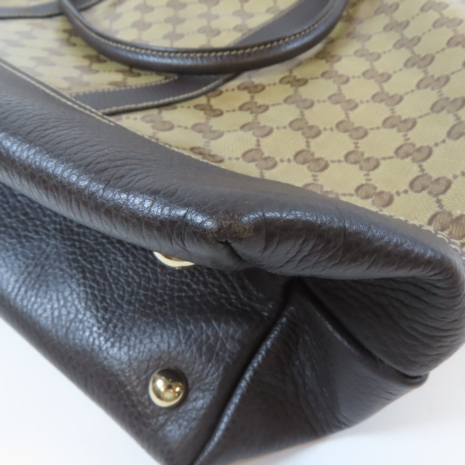 GUCCI 塗層帆布Shoulder Bag金扣肩背袋啡色