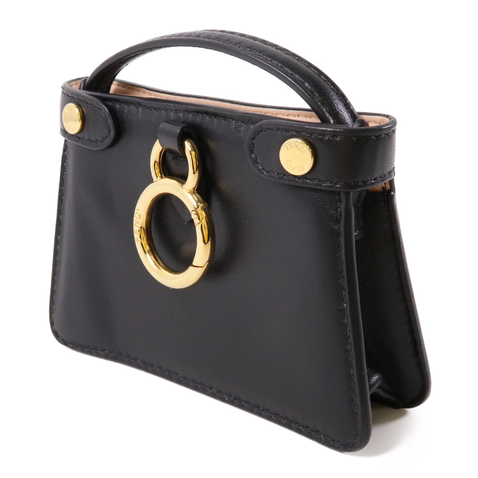 FENDI 皮革Peekaboo Bag Charm金扣掛飾黑色