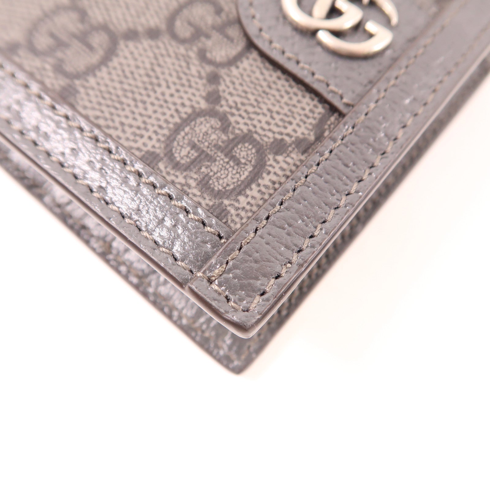 GUCCI 塗層帆布/皮革Ophidia Wallet銀扣錢包灰色