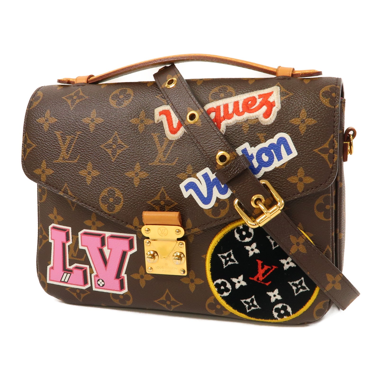 LOUIS VUITTON 【激減優惠】Monogram Pochette Metis金扣手挽肩背兩用袋啡色