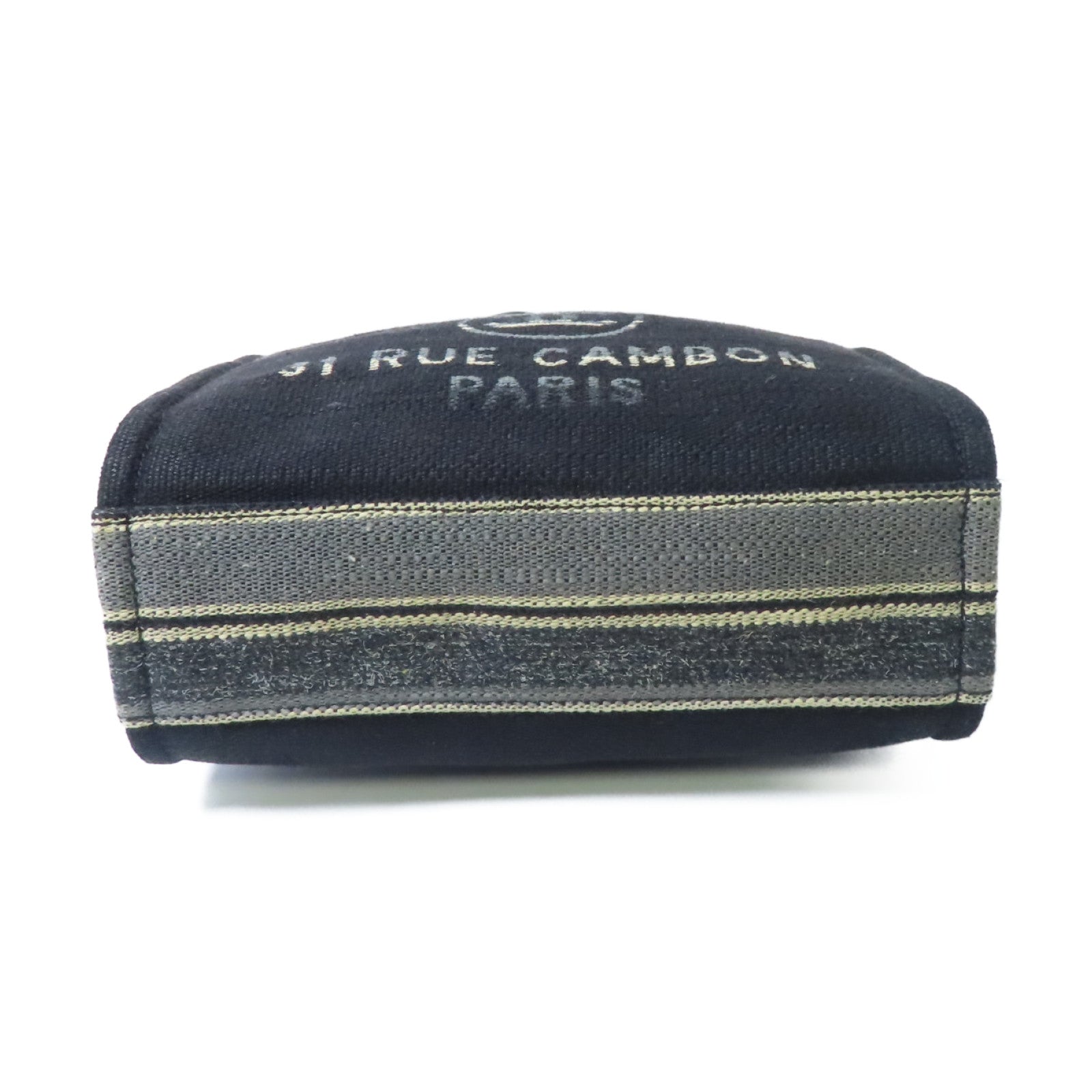 CHANEL 帆布Deauville Tote銀扣鏈帶手挽袋黑色/灰色