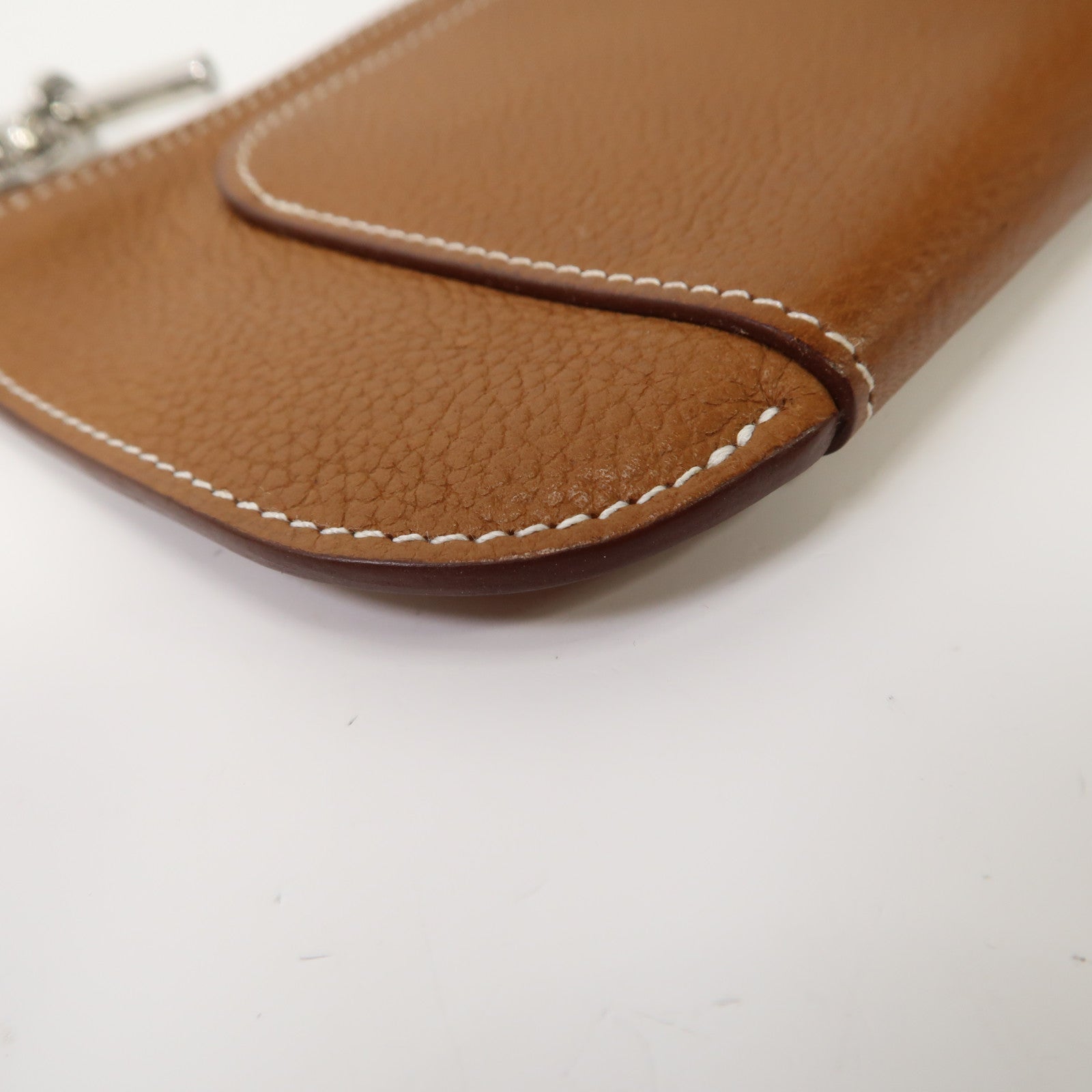HERMES Evercolor皮革Strap GM Phone Case銀扣手機套經典駝色