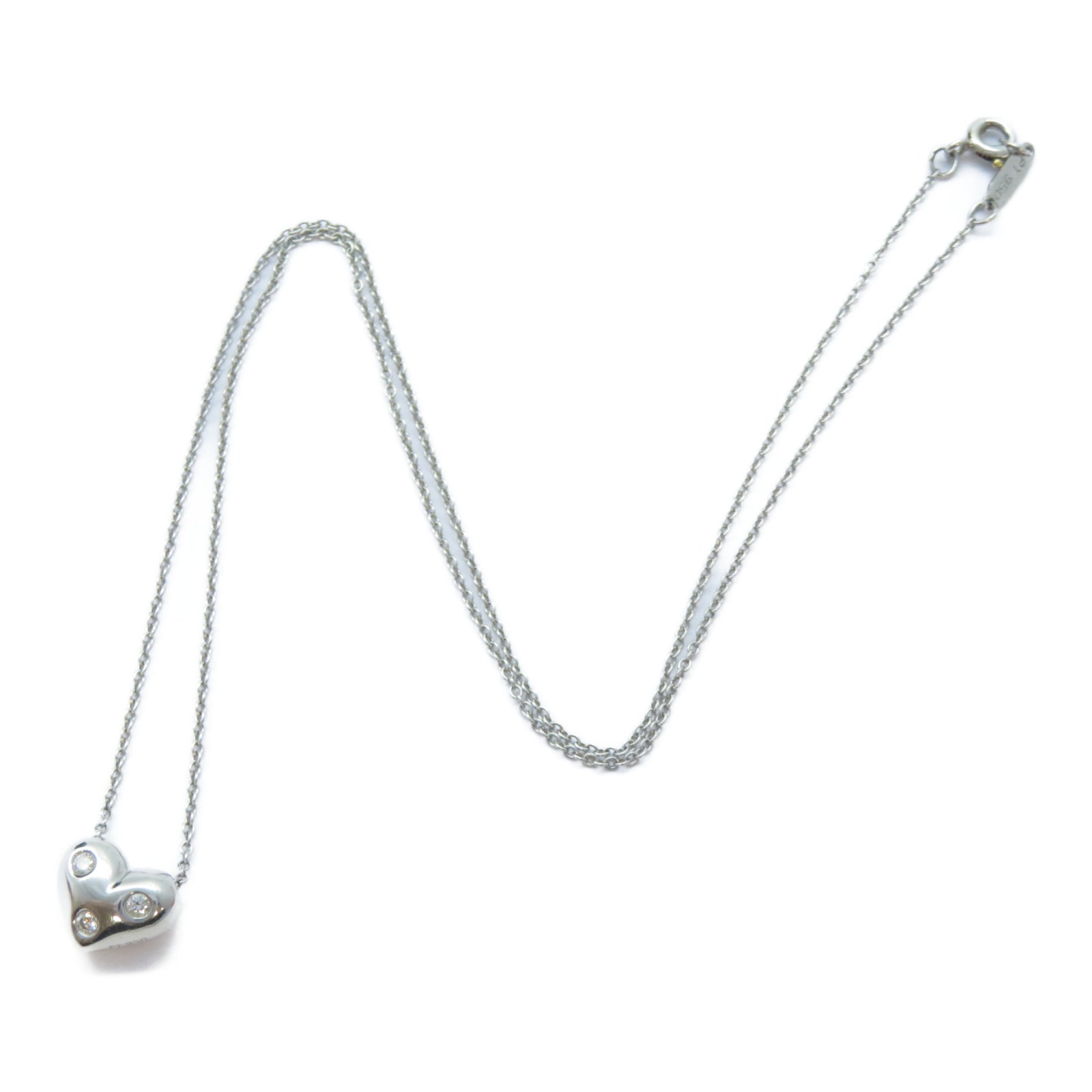TIFFANY＆CO PT950鉑金3P Diamond Heart Necklace鑽石項鍊