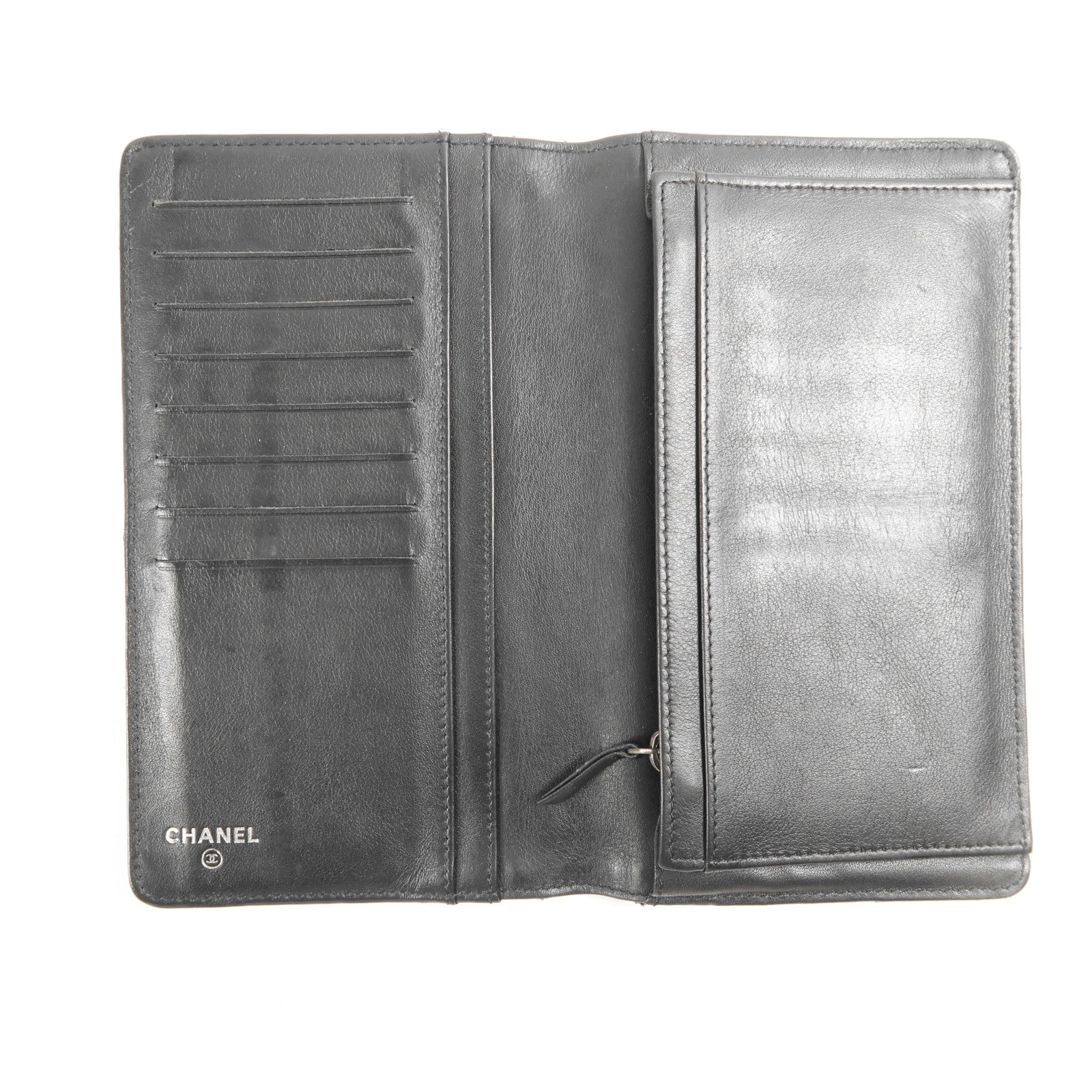 CHANEL 牛皮皮革Long Wallet銀扣長錢包