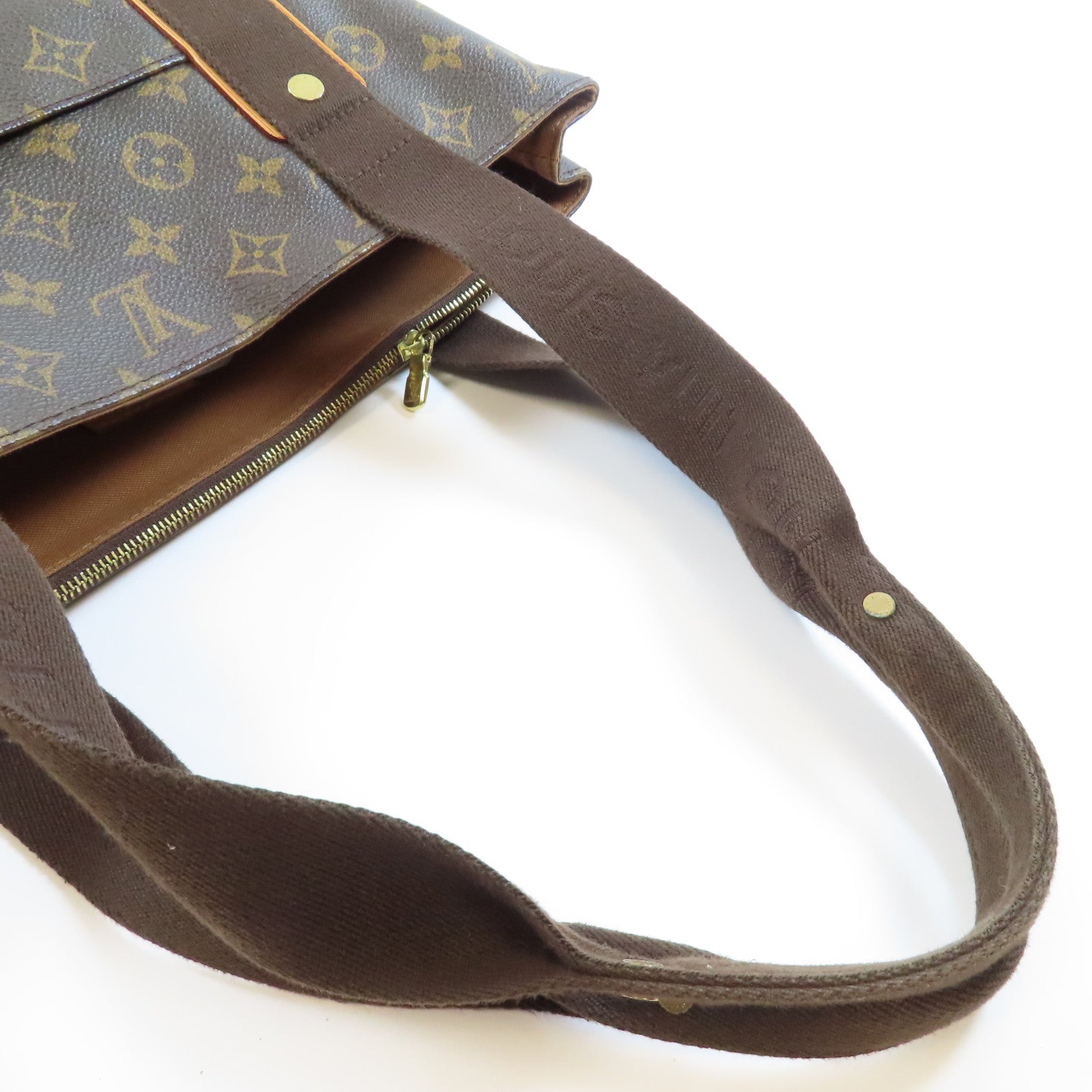 LOUIS VUITTON Monogram Cabas Beaubourg金扣肩背袋棕色