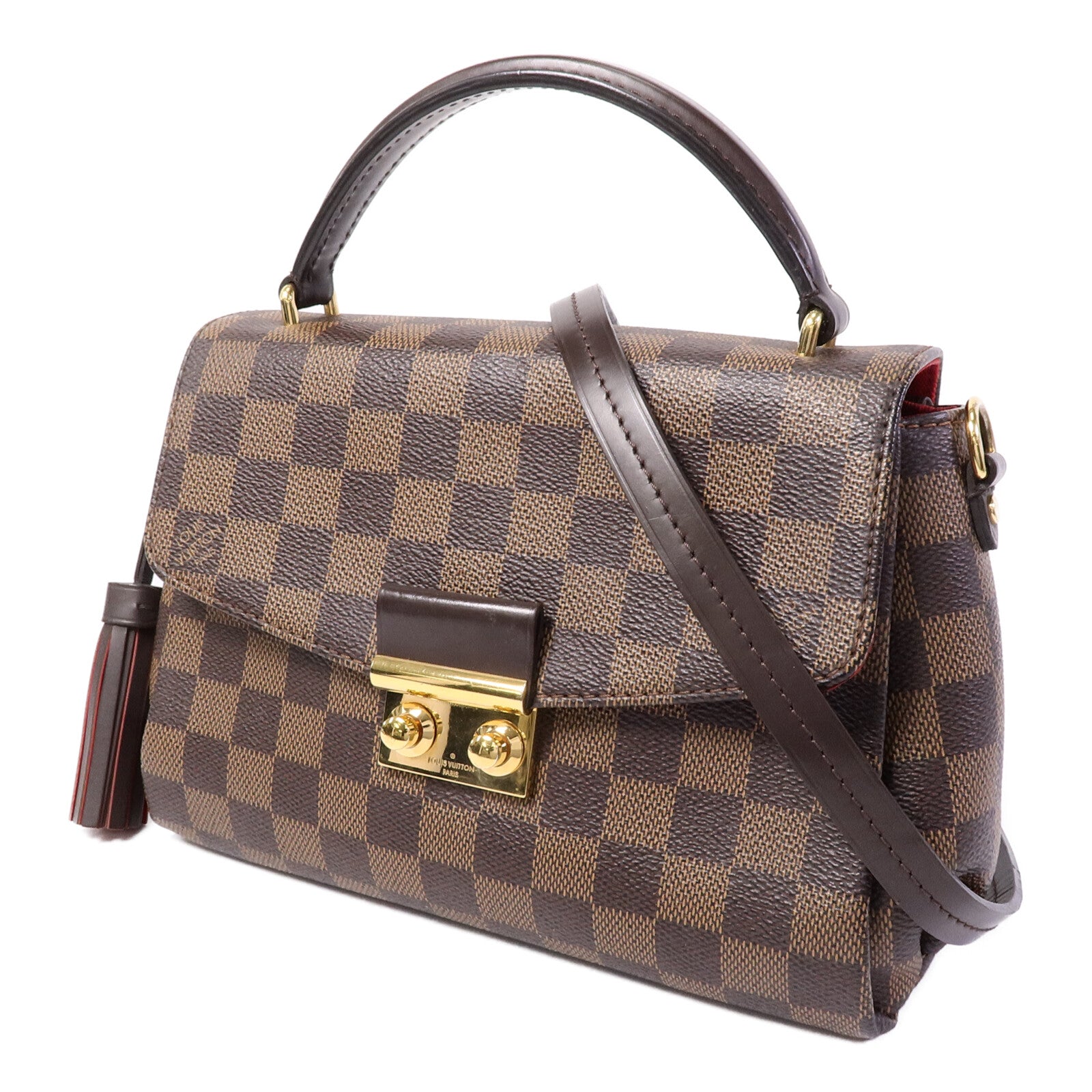 LOUIS VUITTON Damier Croisette金扣手挽肩背兩用袋