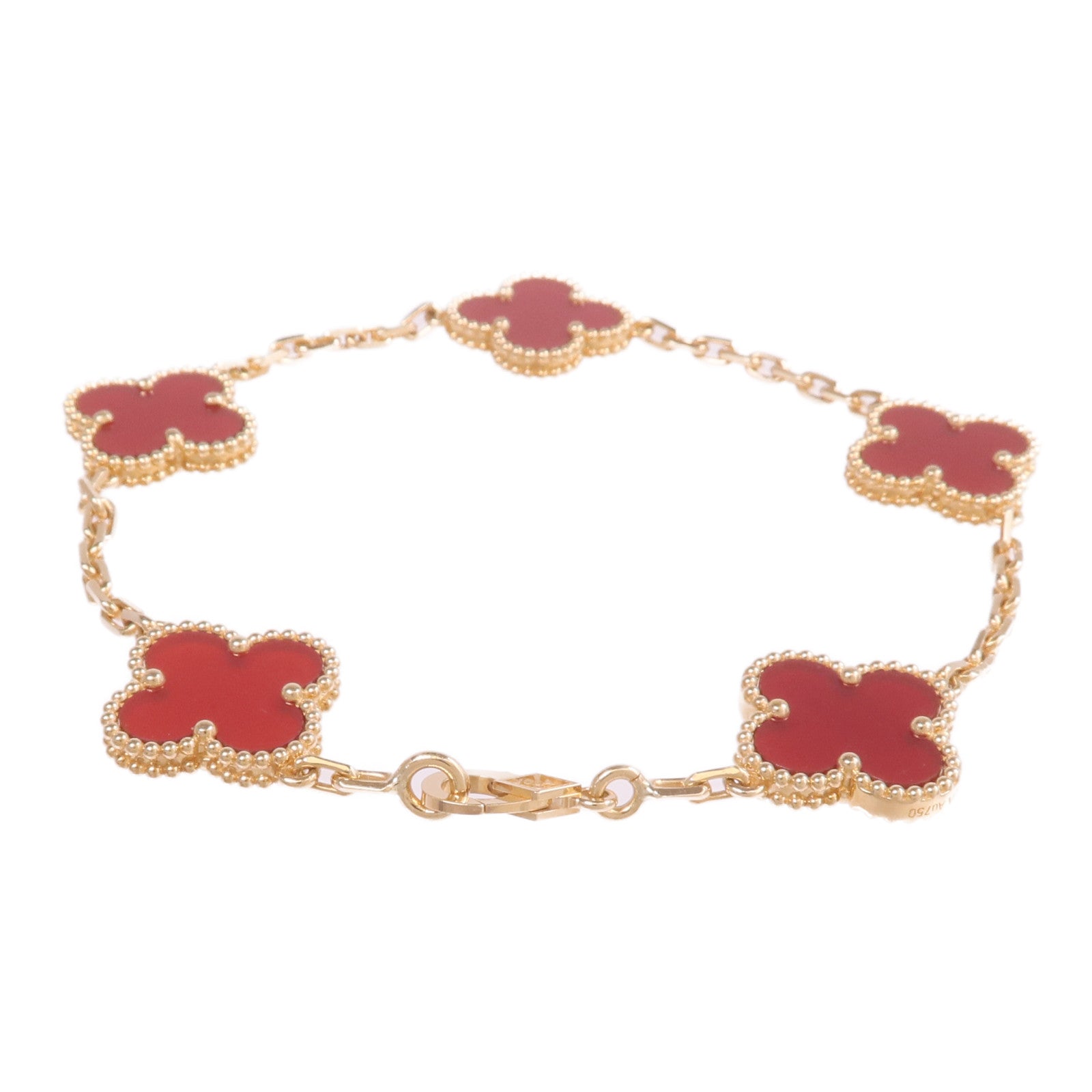 Van Cleef & Arpels 18K黃金/Carnelian Vintage Alhambra Bracelet手鏈
