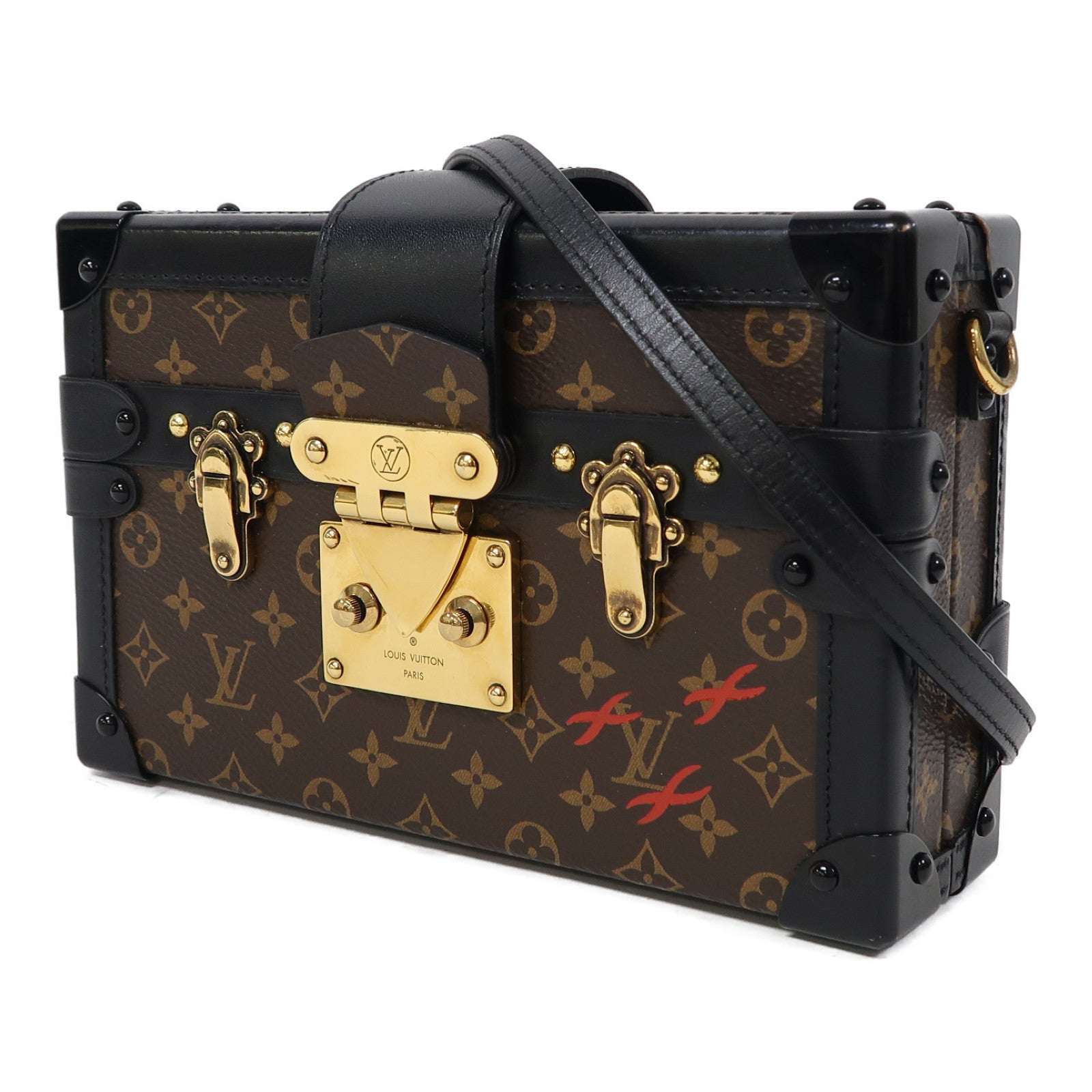 LOUIS VUITTON Monogram Petite Malle金扣肩背袋啡色