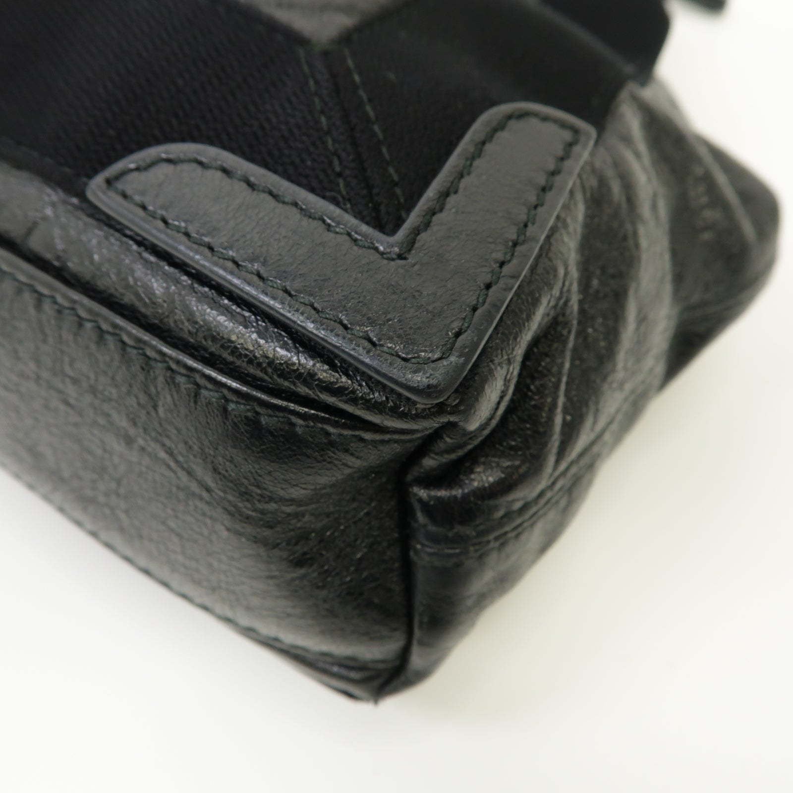BALENCIAGA 牛皮皮革Cabas XS銀扣手挽肩背兩用袋黒色