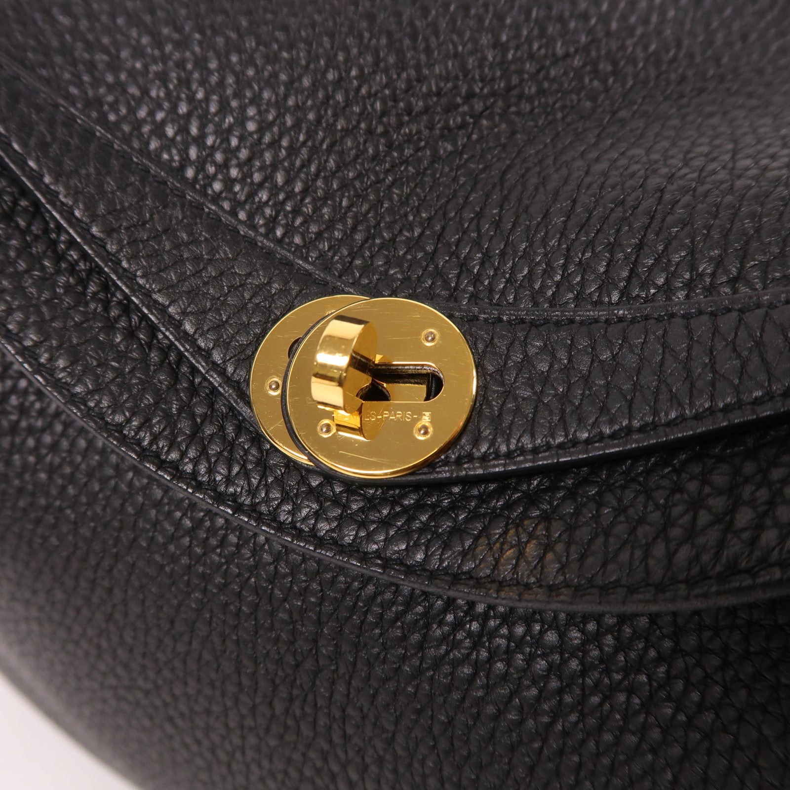 HERMES Clemence皮革Lindy 26金扣手挽肩背兩用袋黑色