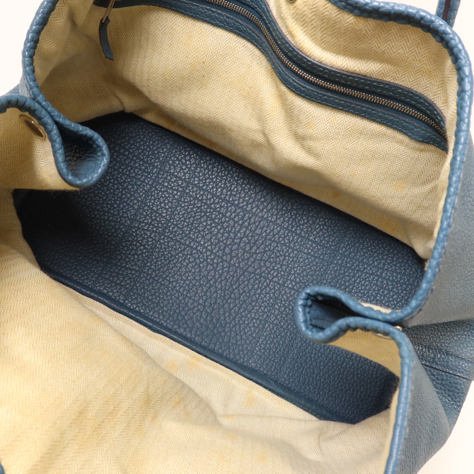 HERMES Clemence皮革Garden Party PM手挽袋Bleu Tempete