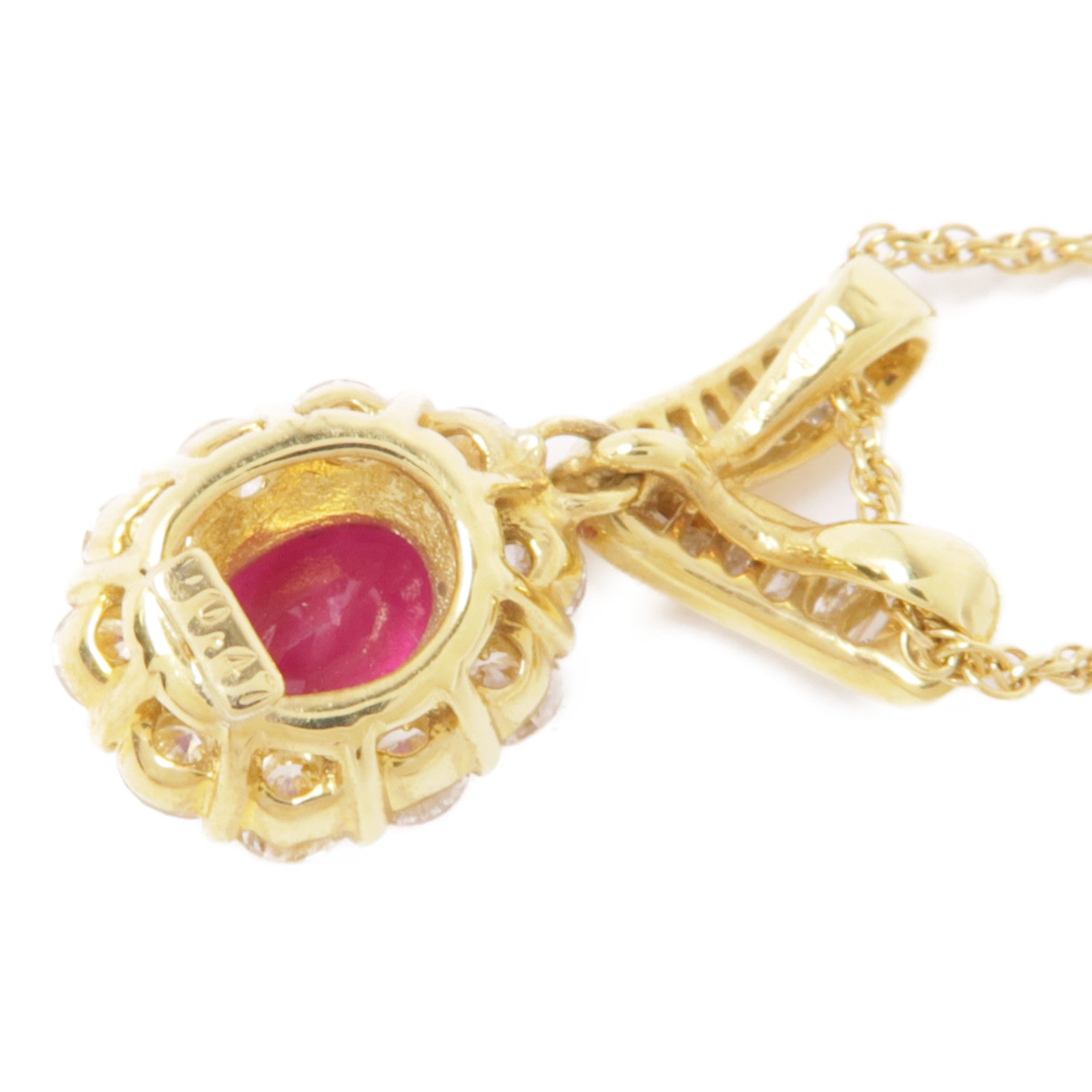 JEWELRY Ruby Diamond Necklace 18K Yellow Gold