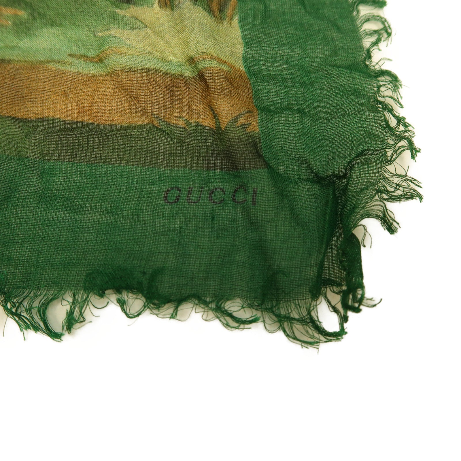 GUCCI 絲質Scarf 110x110CM圍巾啡色/綠色/彩色