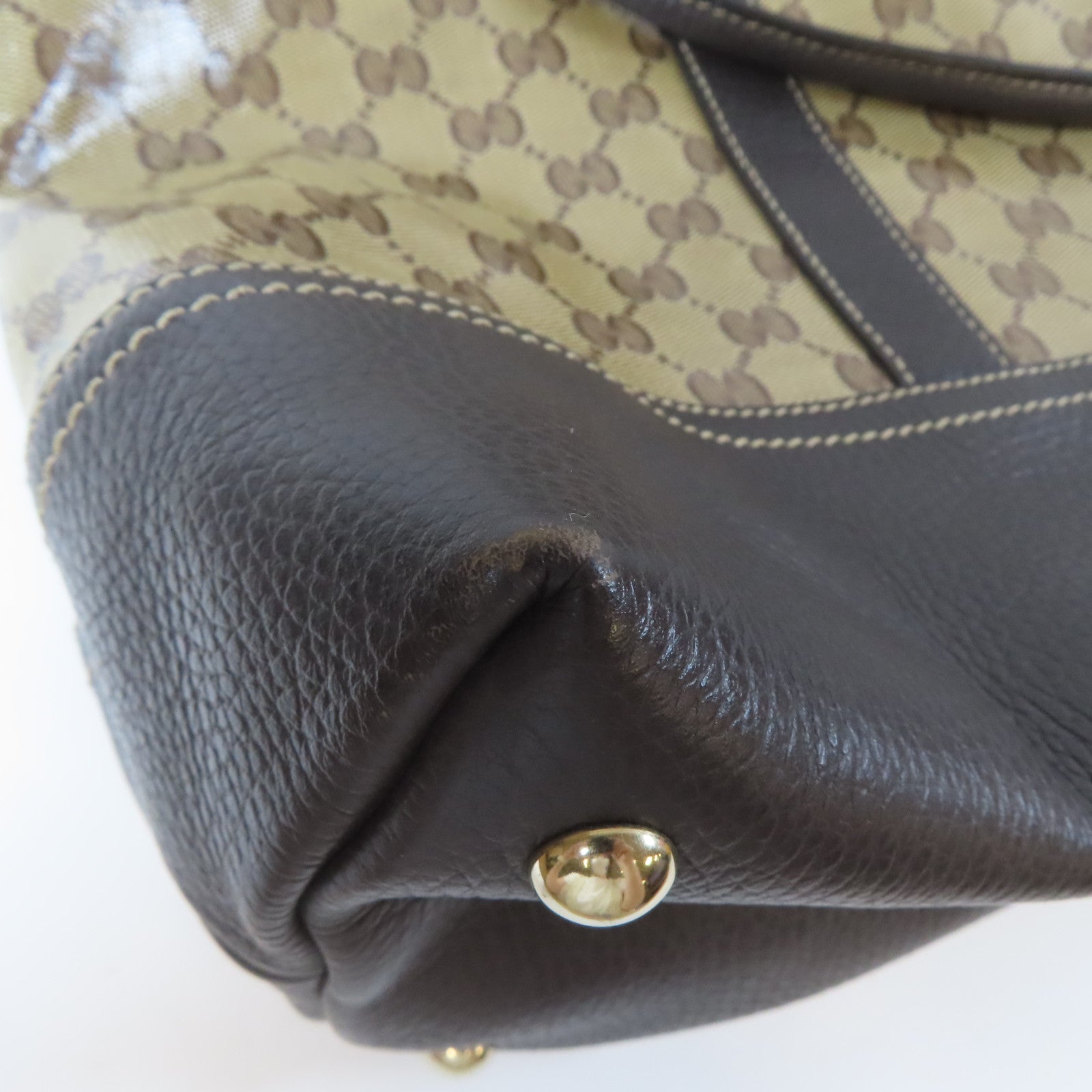 GUCCI 塗層帆布Shoulder Bag金扣肩背袋啡色