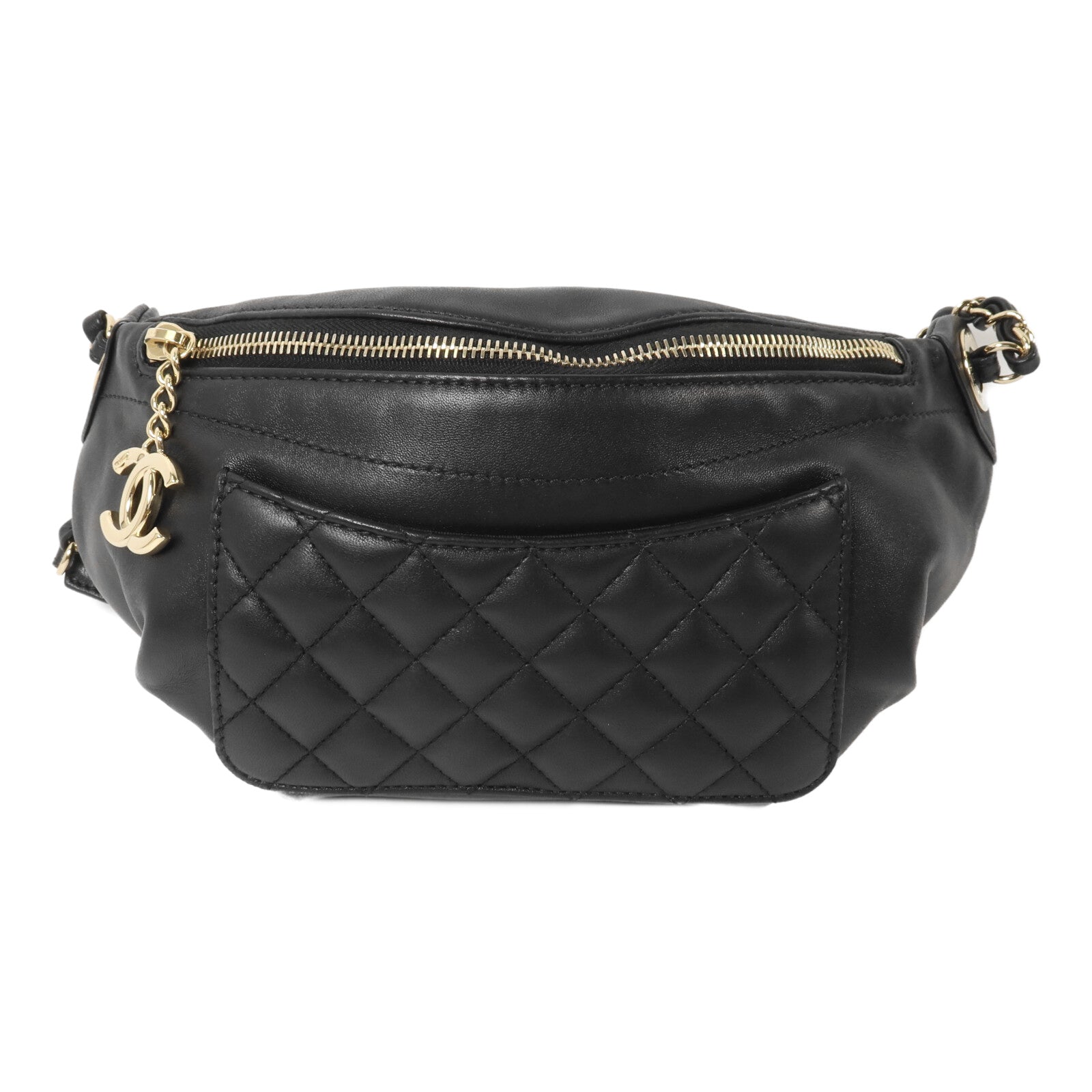 CHANEL 羊皮皮革Waist Bag鏈帶腰包