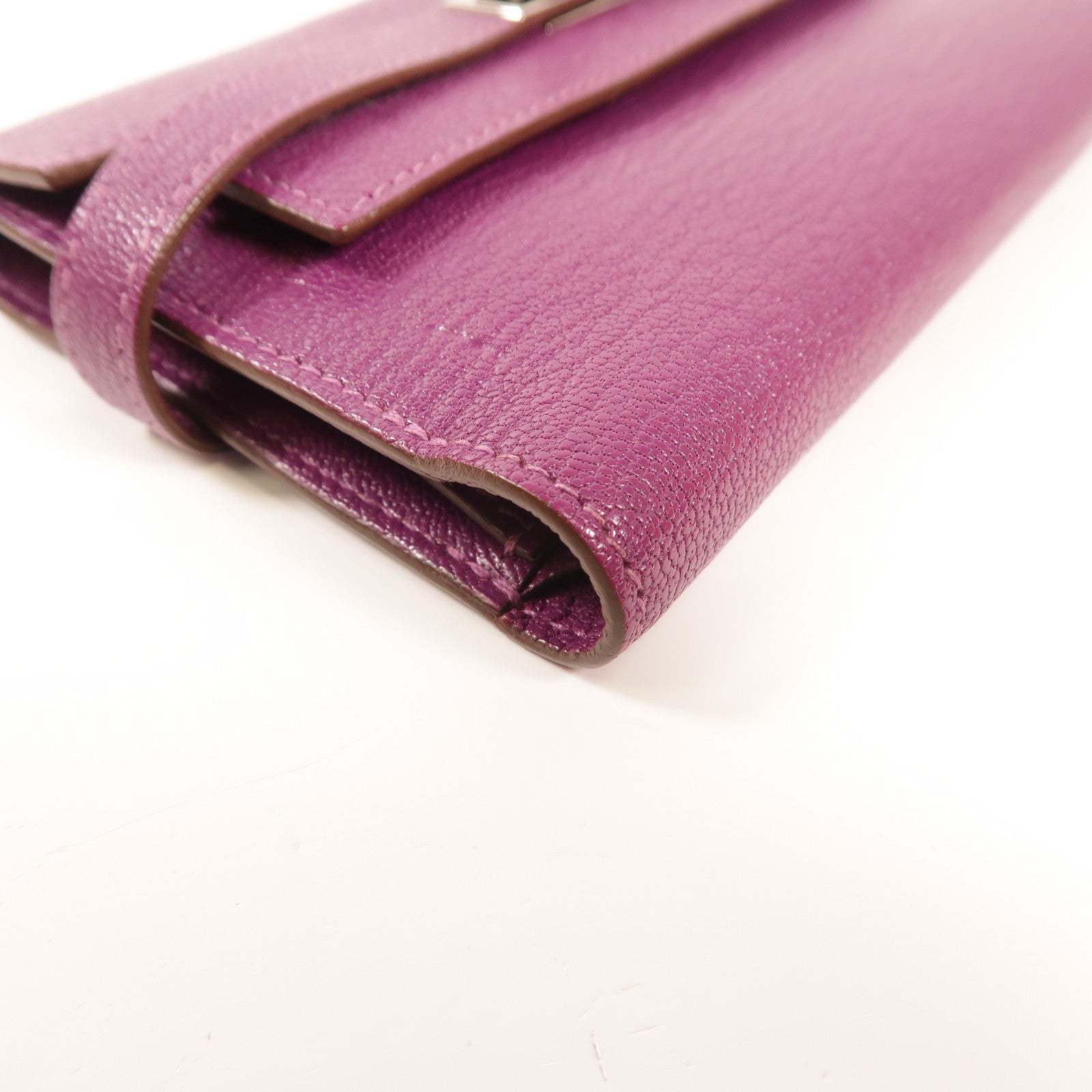 HERMES Chevre皮革Kelly Depliant Wallet銀扣錢包Anemone