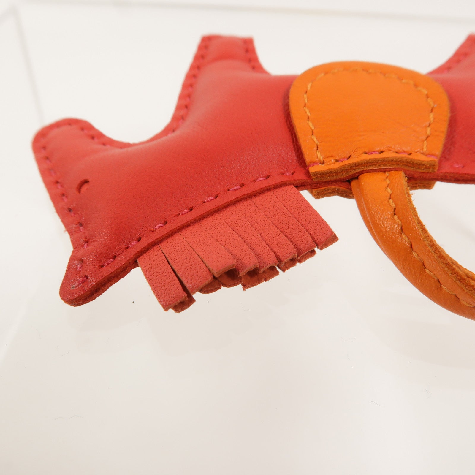 HERMES Milo/Swift皮革Rodeo PM掛飾Rouge Casaque/Orange