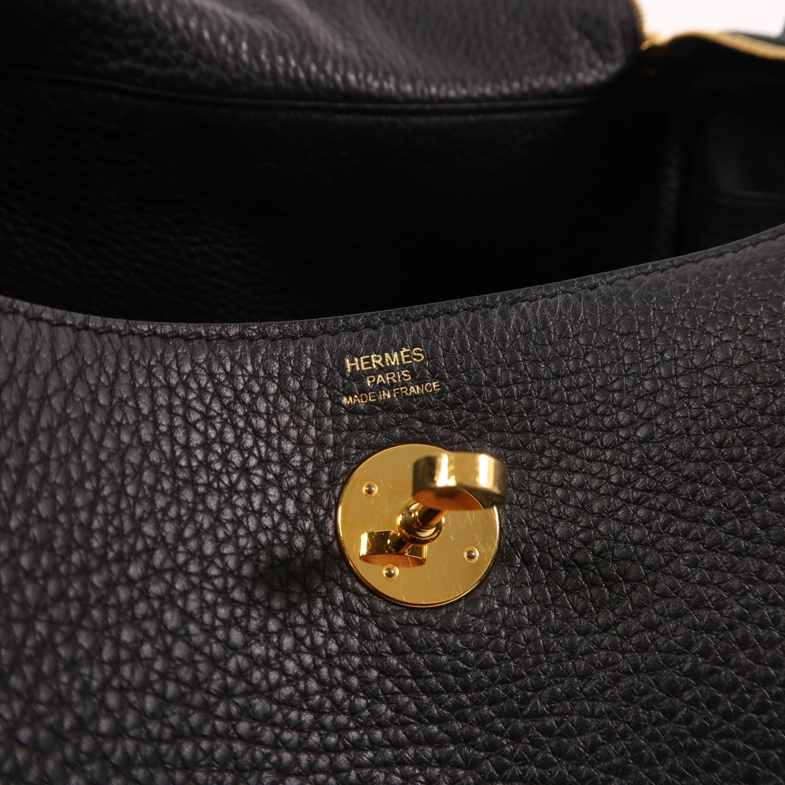HERMES Clemence皮革Lindy 26金扣手挽肩背兩用袋黑色
