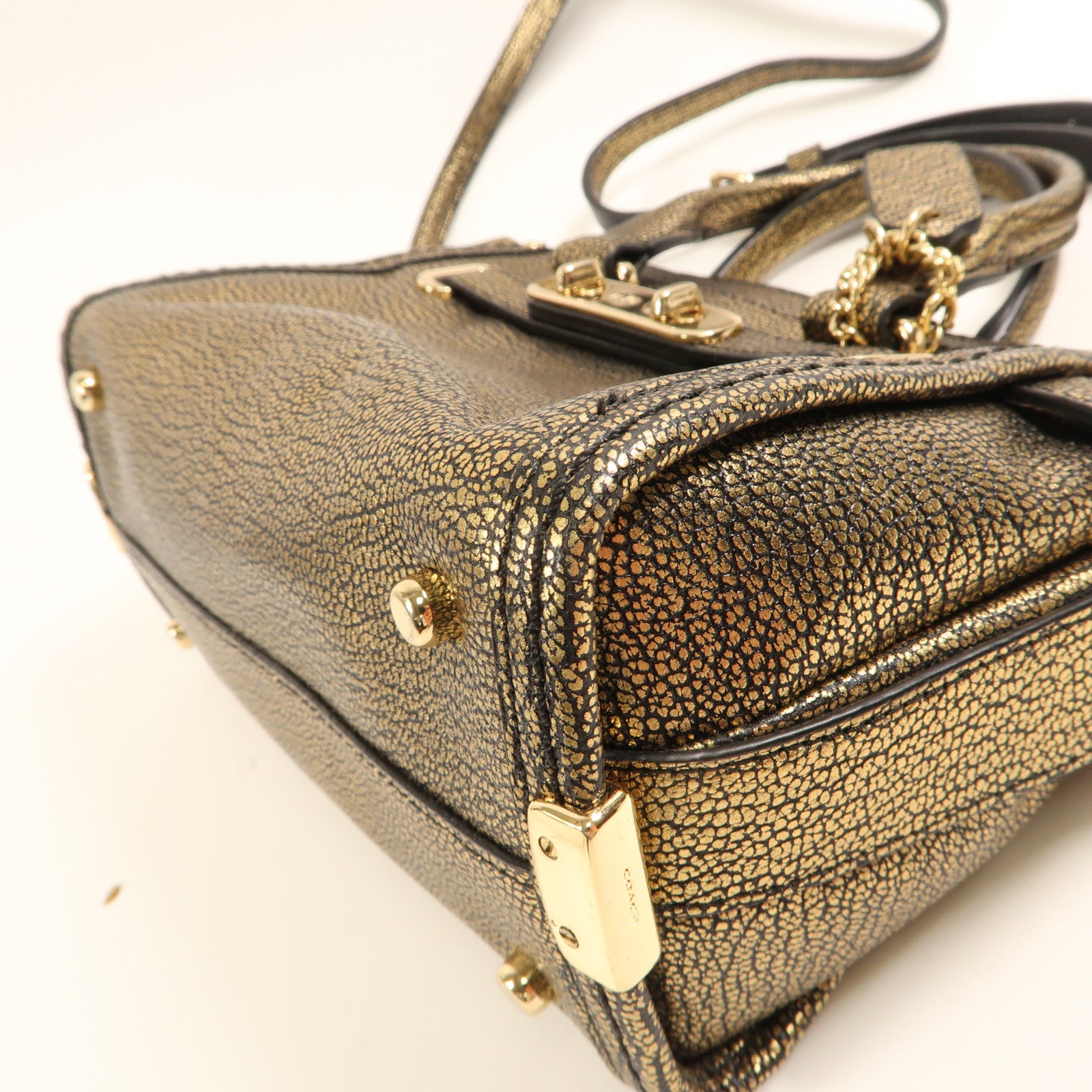 COACH 皮革2 Way Bag金扣手挽肩背兩用袋
