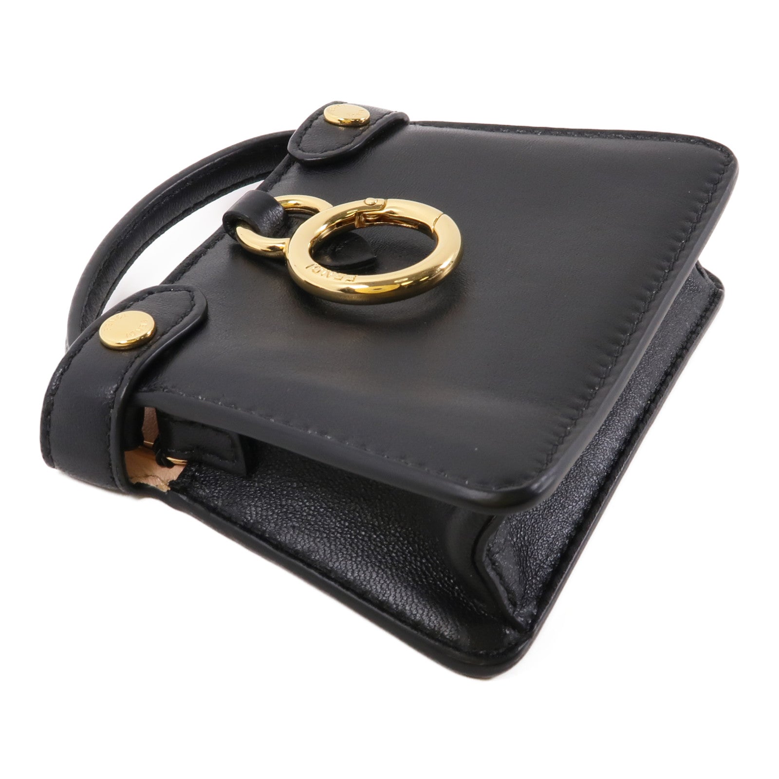 FENDI 皮革Peekaboo Bag Charm金扣掛飾黑色