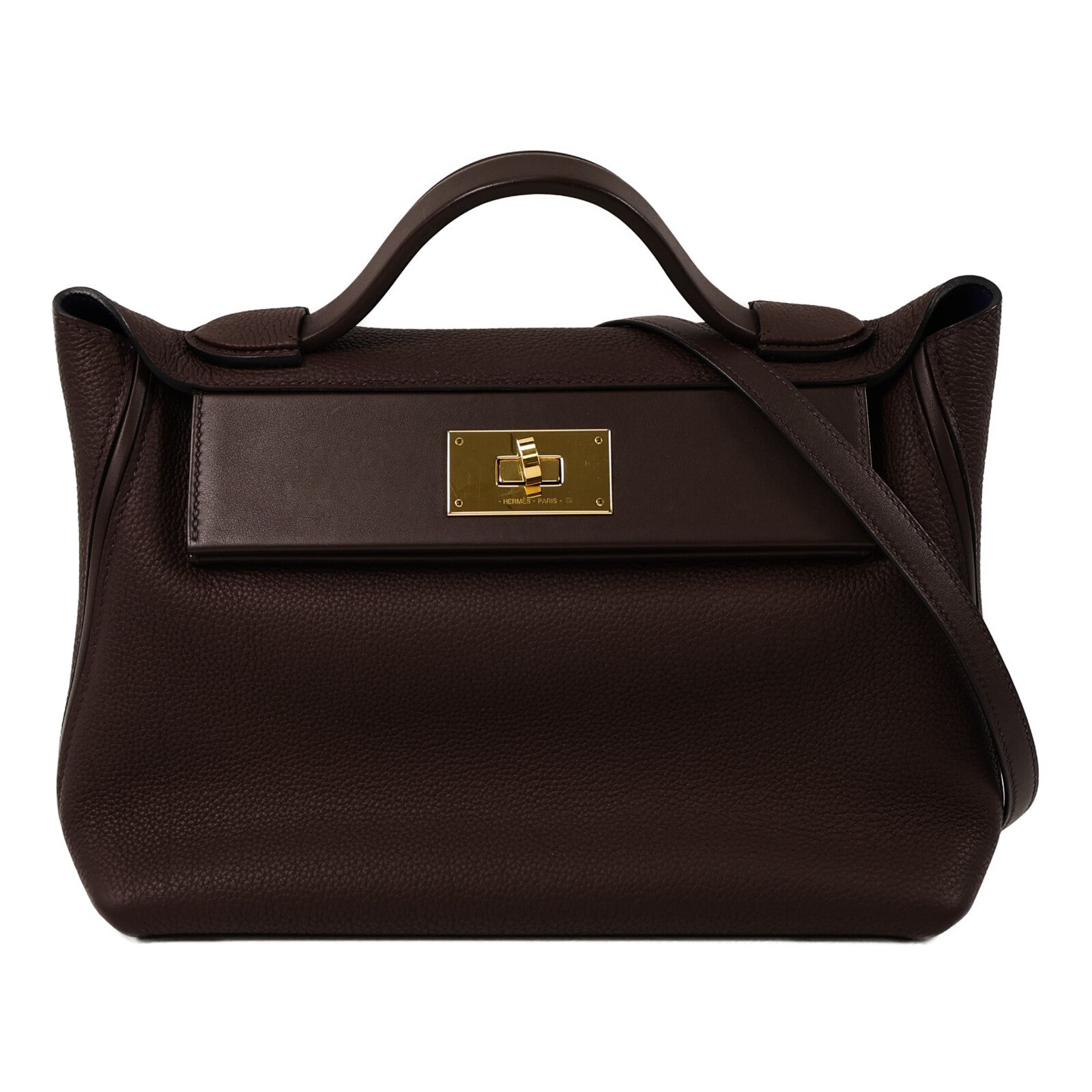 HERMES Clemence皮革24/24 29cm手挽肩背兩用袋Cassis/Bleu Saphir