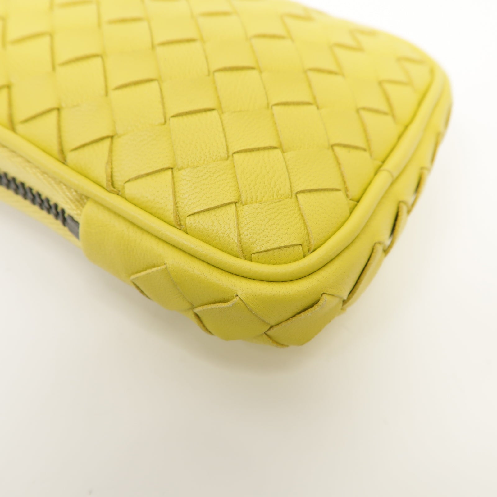 BOTTEGA VENETA 【激減優惠】織紋皮革Coin Case零錢包黃色