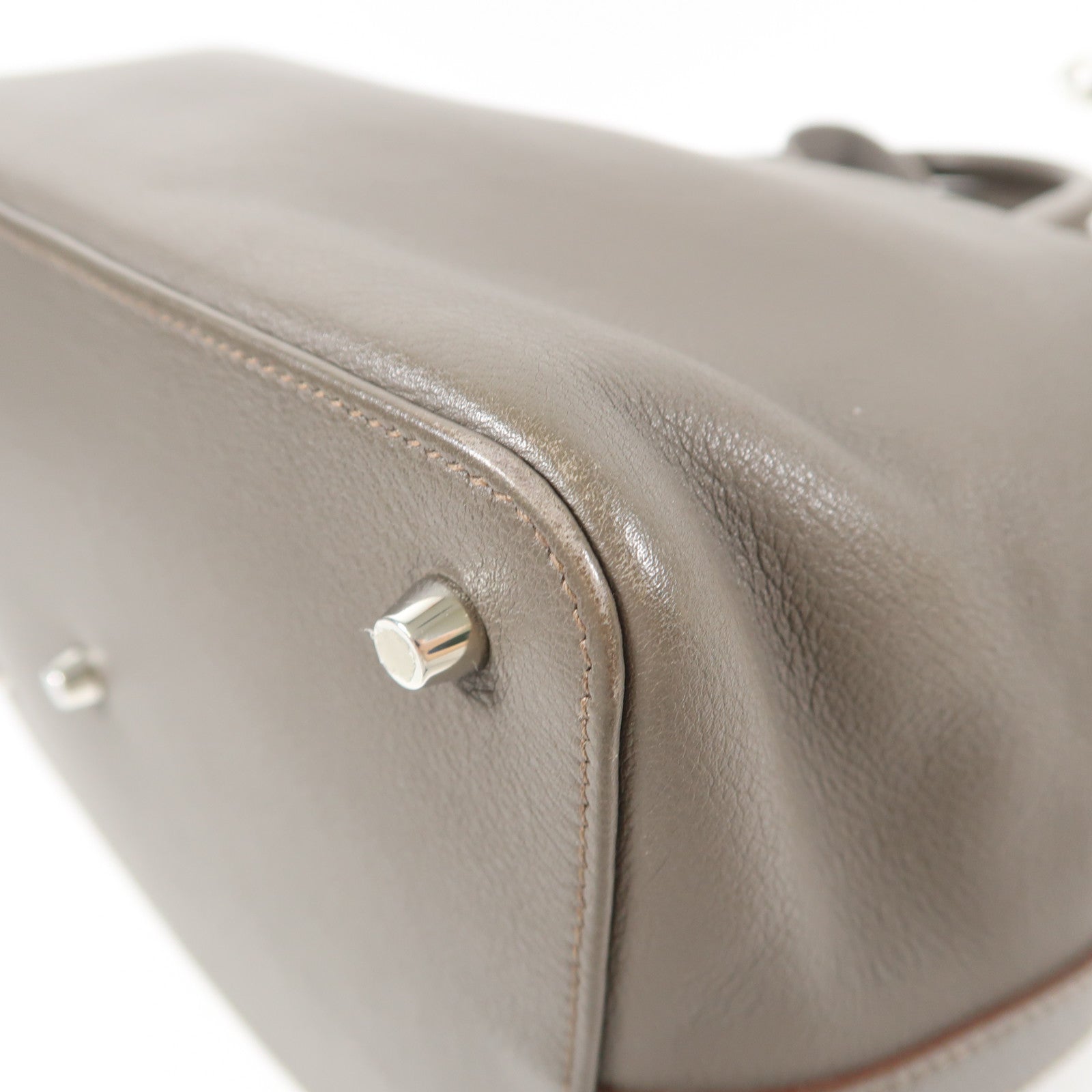 HERMES Swift皮革Toolbox 26銀扣手挽肩背兩用袋8F Etain