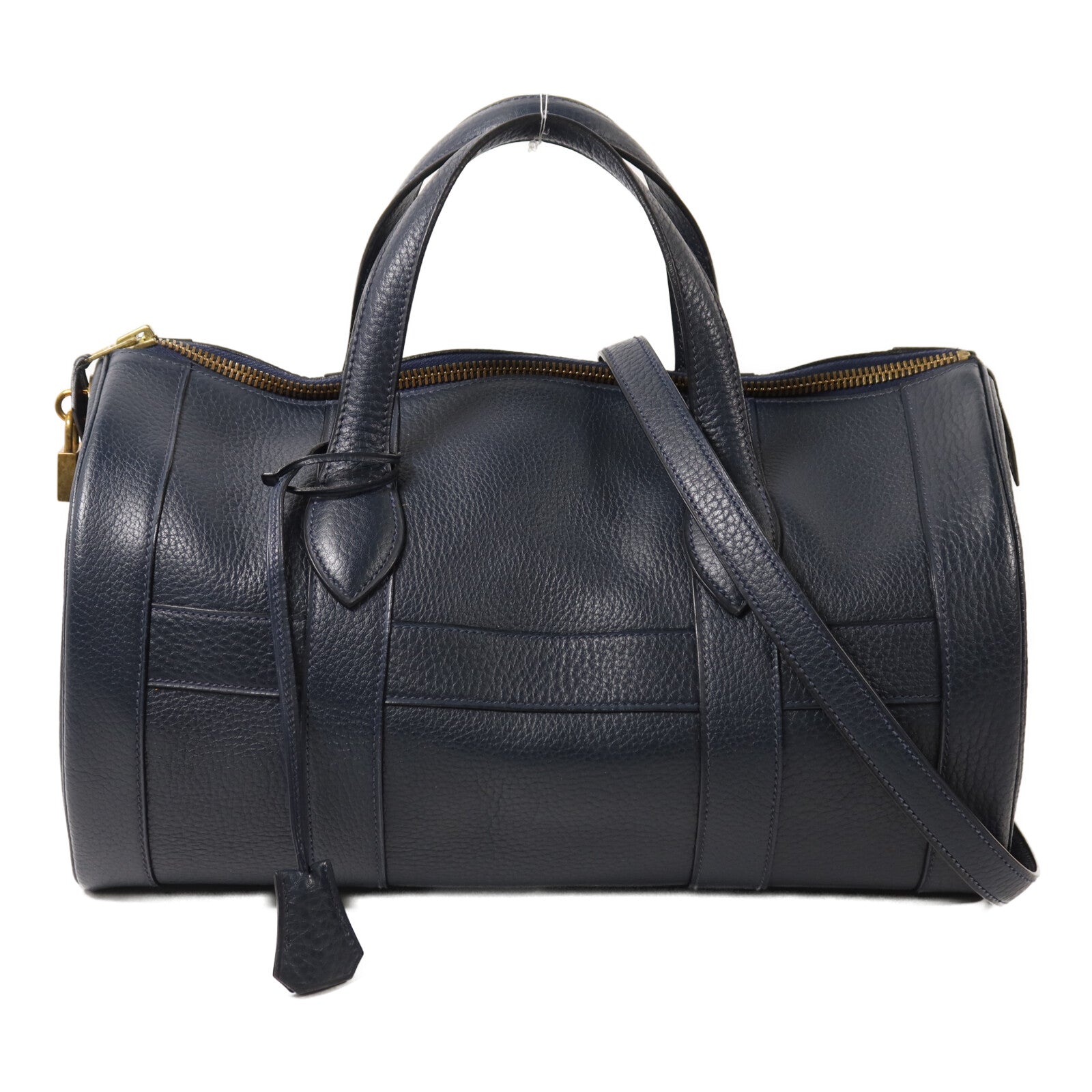 HERMES Ardennes皮革Rudy金扣手挽肩背兩用袋Navy