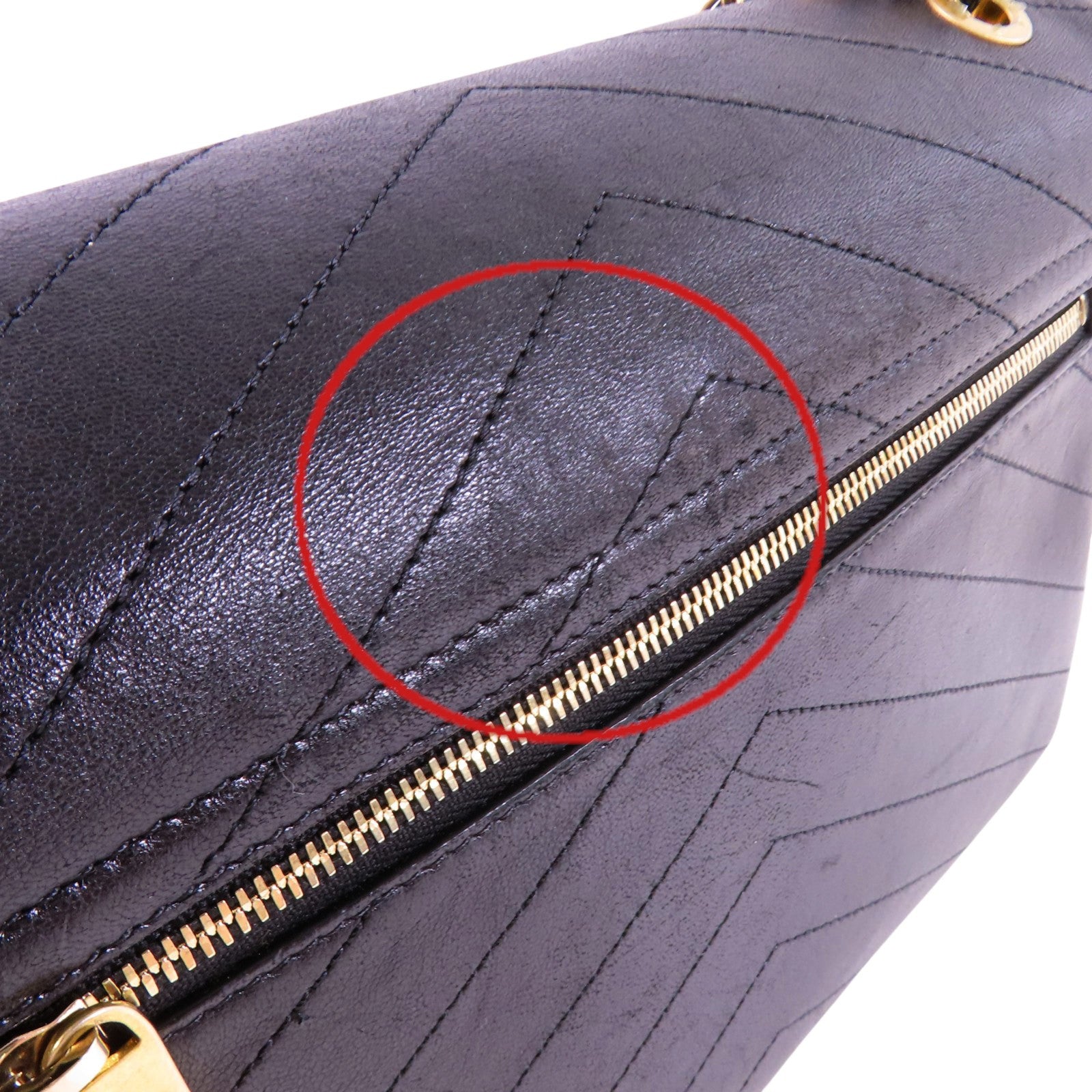 CHANEL 牛皮皮革Chevron金扣鏈帶肩背袋