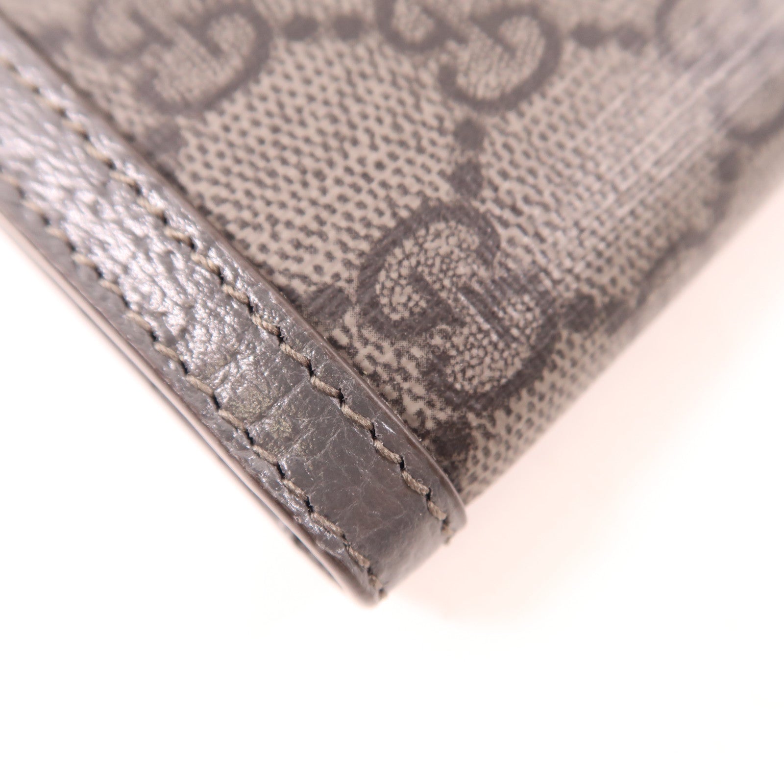 GUCCI 塗層帆布/皮革Ophidia Wallet銀扣錢包灰色