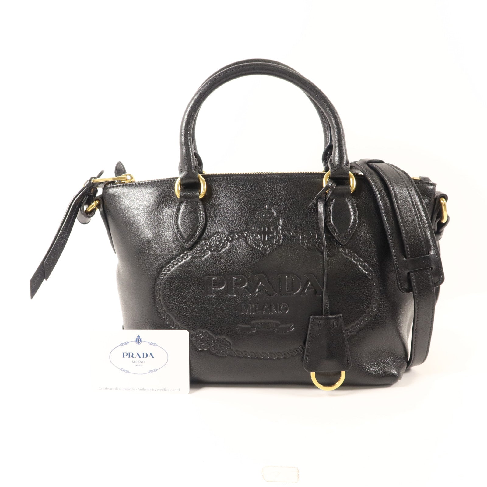 PRADA 牛皮皮革2 Way Shoulder金扣手挽肩背兩用袋