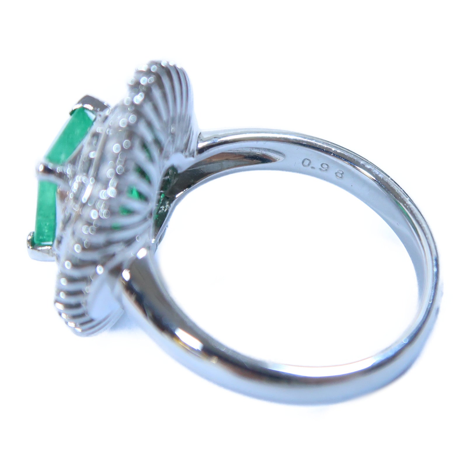 JEWELRY PT900鉑金Emerald Ring 1.81ct綠寶石/0.98ct鑽石戒指US#5