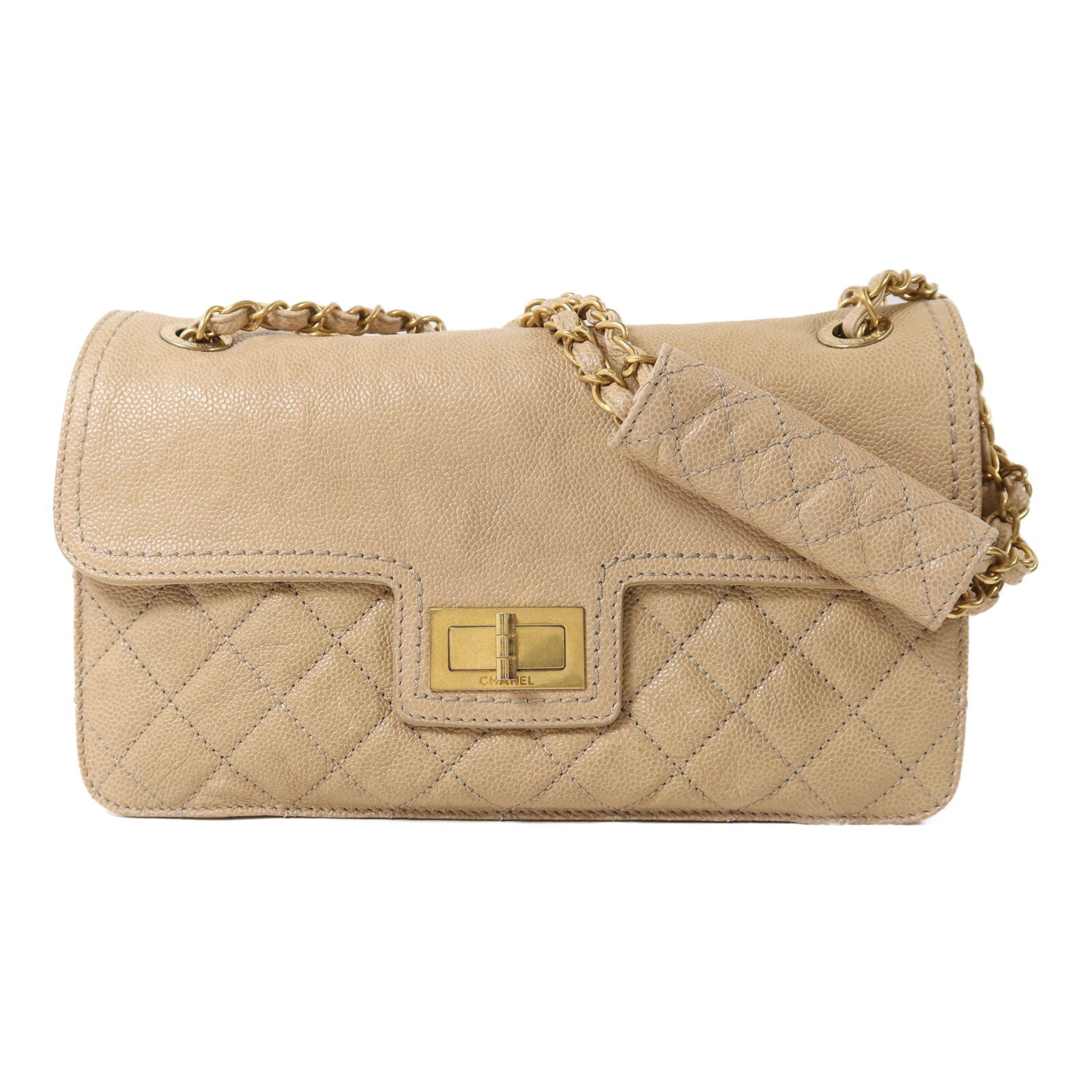 CHANEL 牛皮皮革2.55鏈帶肩背袋