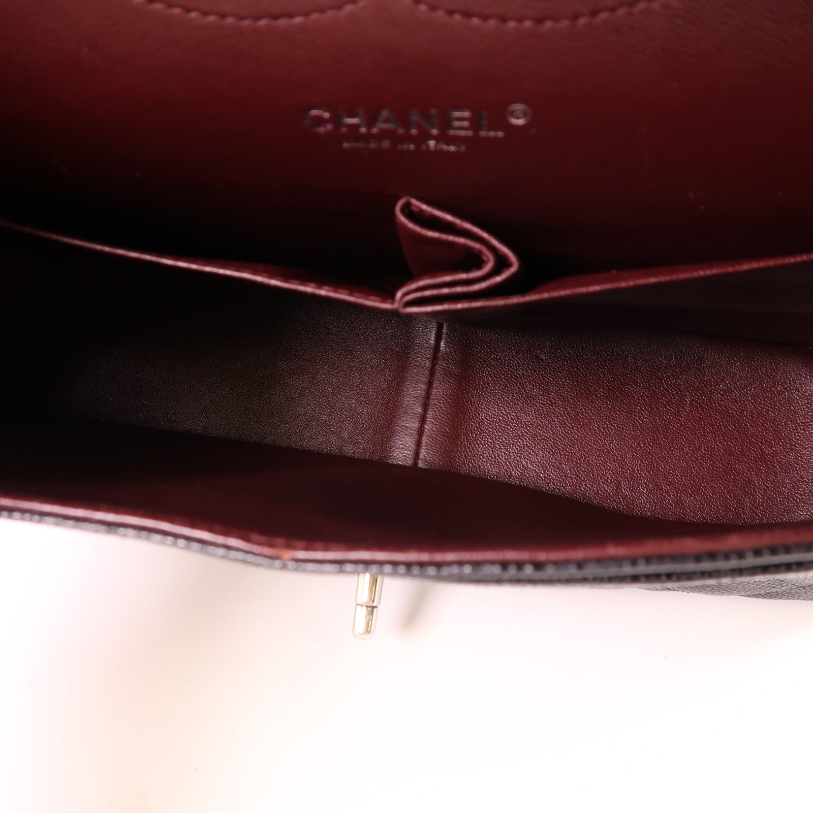 CHANEL 牛皮皮革Large Classic銀扣鏈帶肩背袋