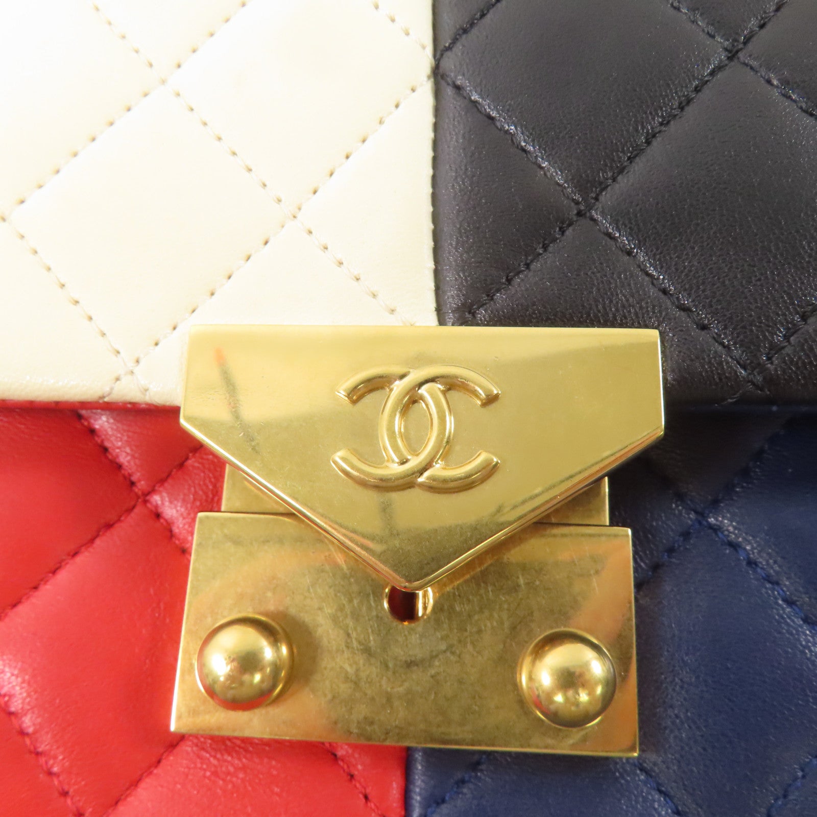 CHANEL 羊皮皮革Shoulder Bag金扣肩背袋紅色/白色/黑色/藍色
